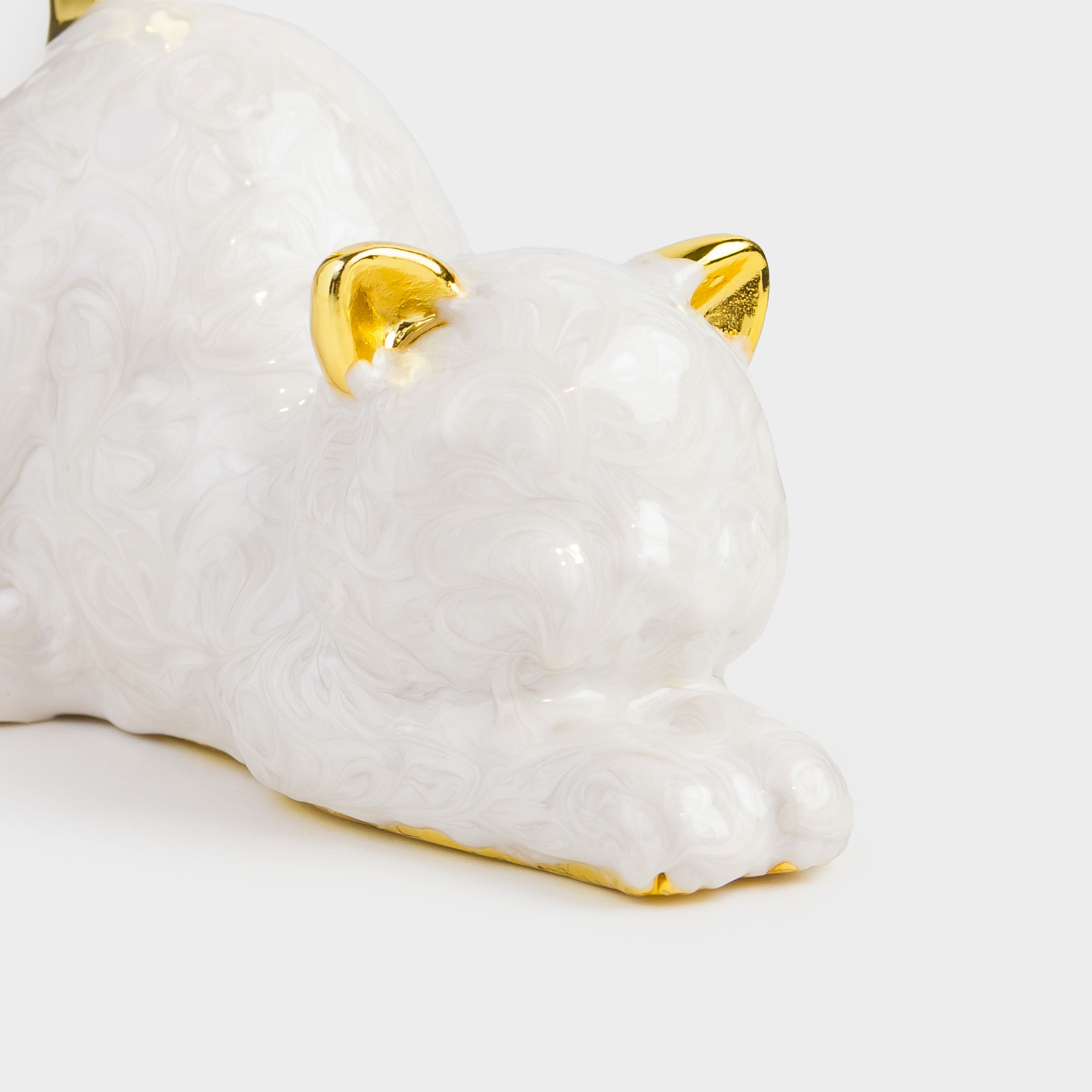 Jewelry holder, 9 cm, Polyresin, Golden pearl, Cat, Cat, image-3