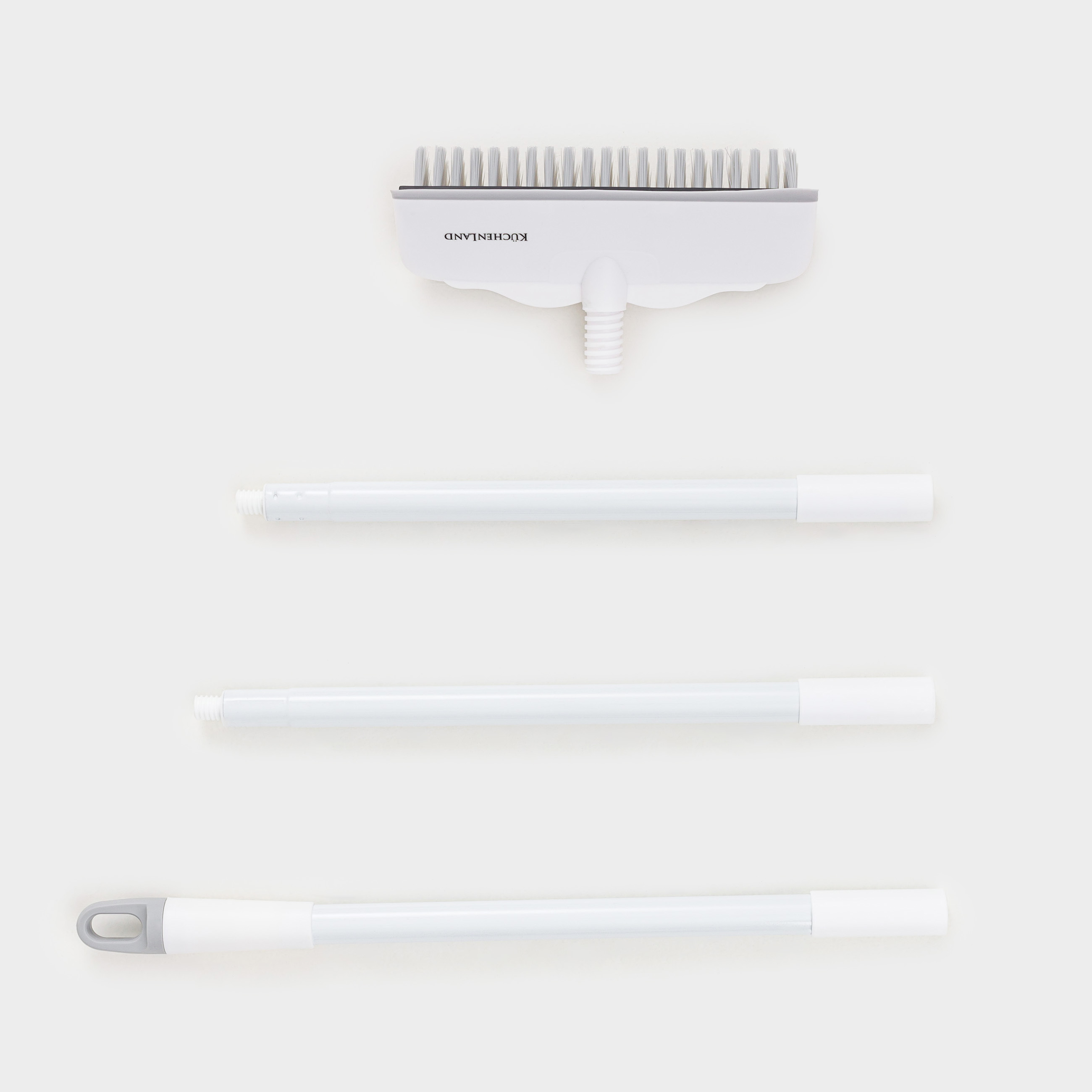 Mop-brush, 121 cm, with scraper, 2 in 1, nylon / rubber / plastic, gray-white, Mop light