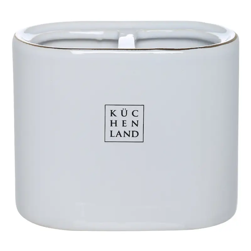 Toothbrush holder, 12 cm, ceramic, white and gold, Freya ,image-0