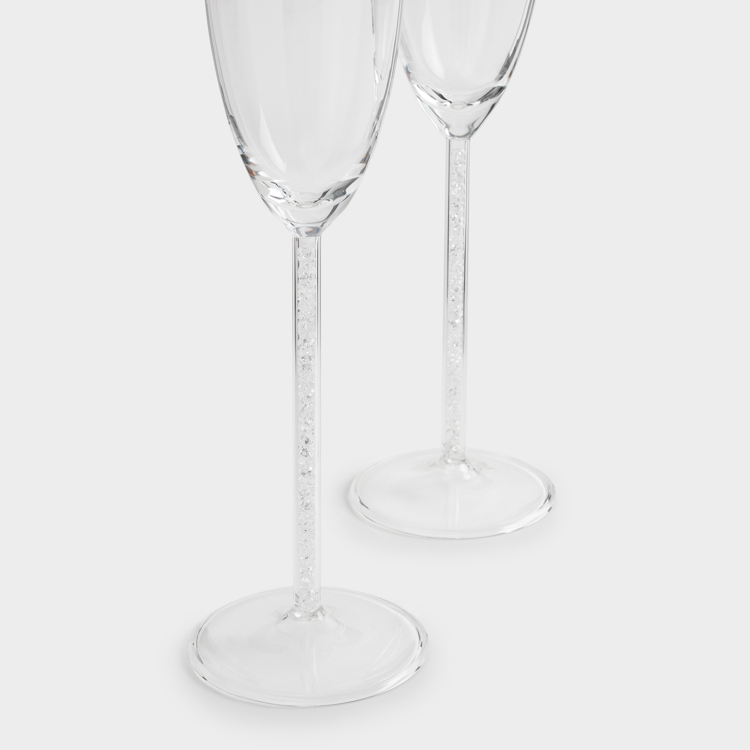 Champagne glass, 180 ml, 2 pcs, glass / rhinestones, Crystal