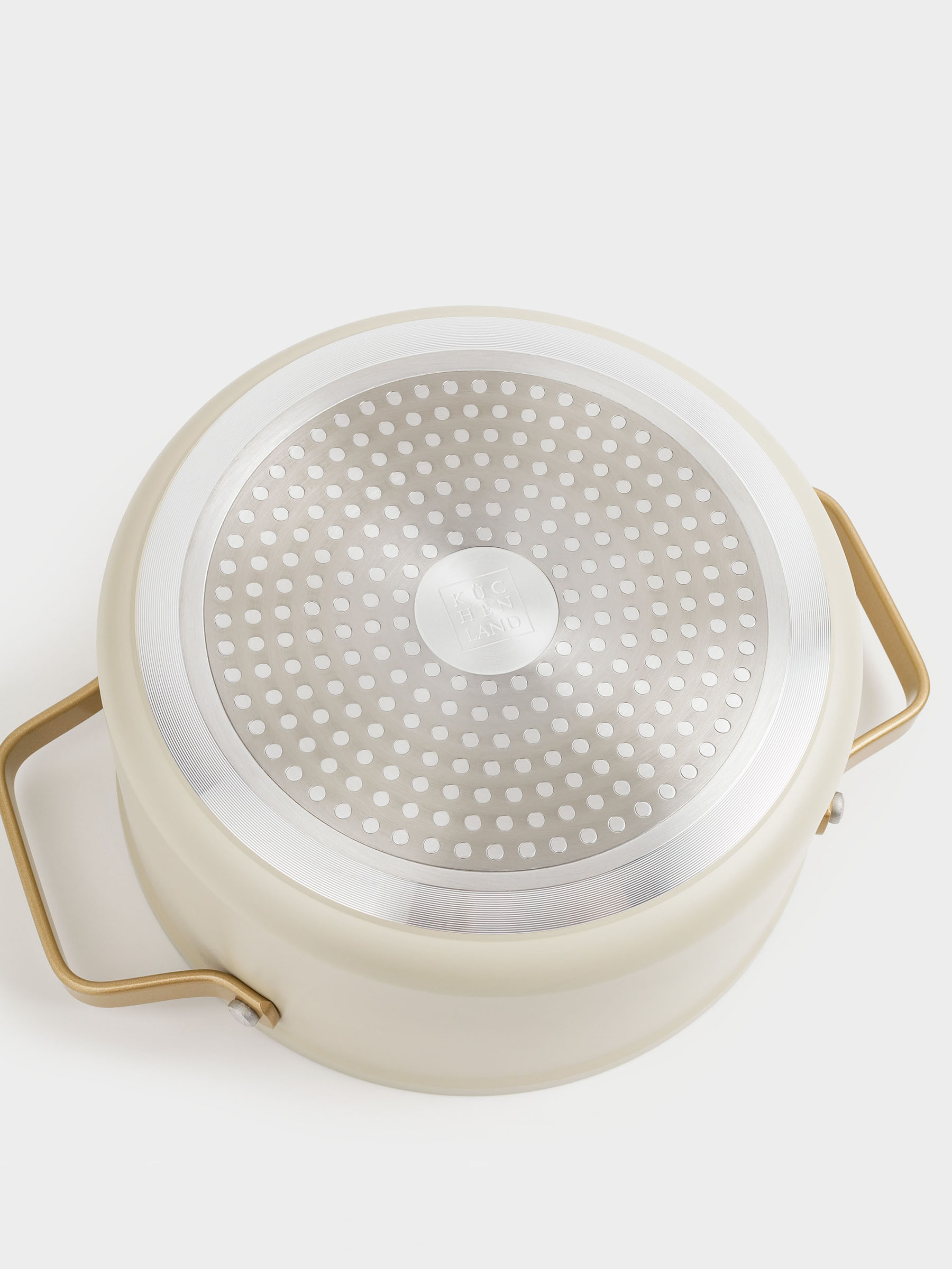 Pot, 24 cm, 5.5 l, with lid, coated, aluminum, milky, Piatto gold, image-6
