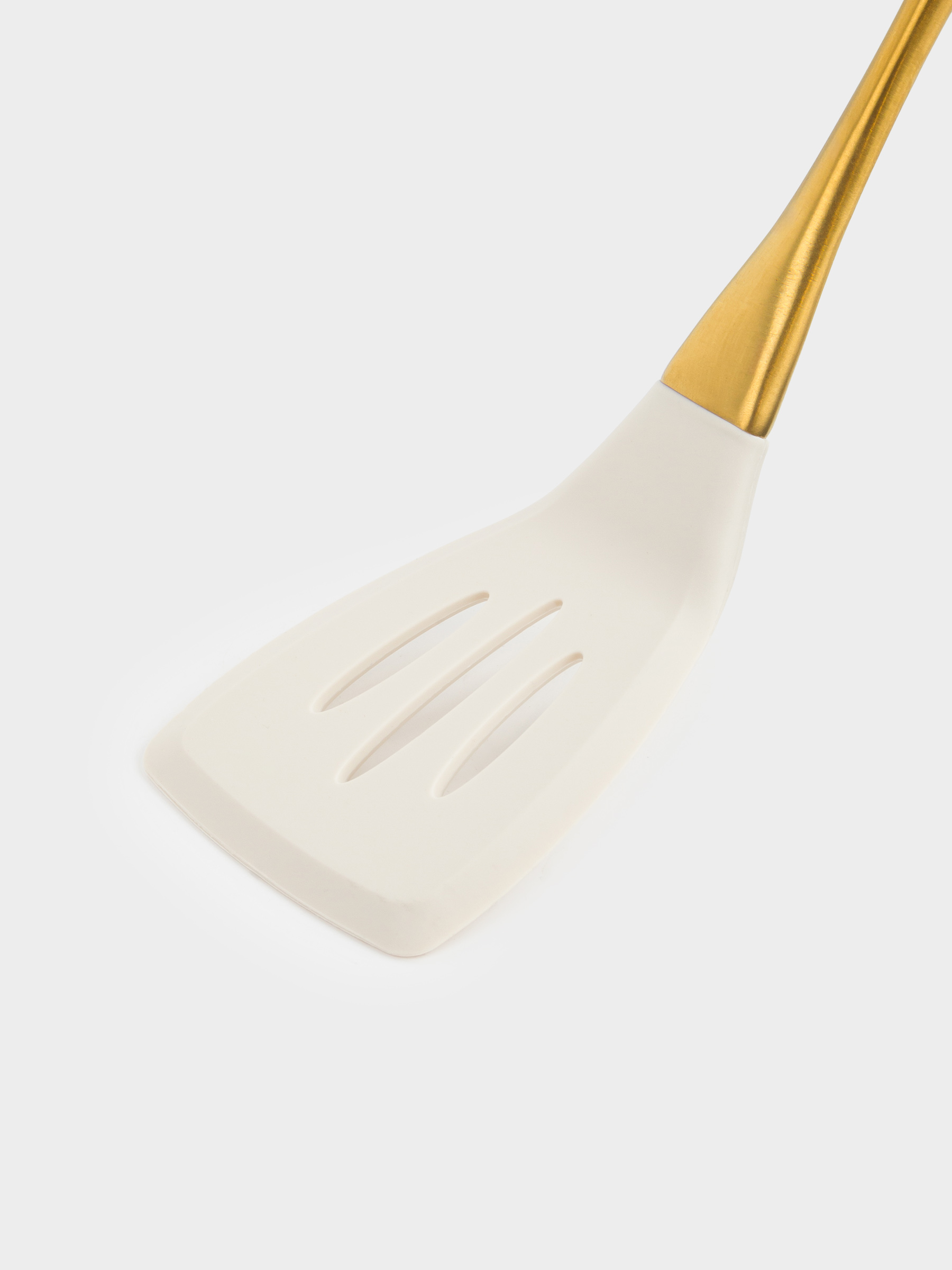 Spatula, 36 cm, with slits, silicone / steel, milky gold, Pintino, image-1