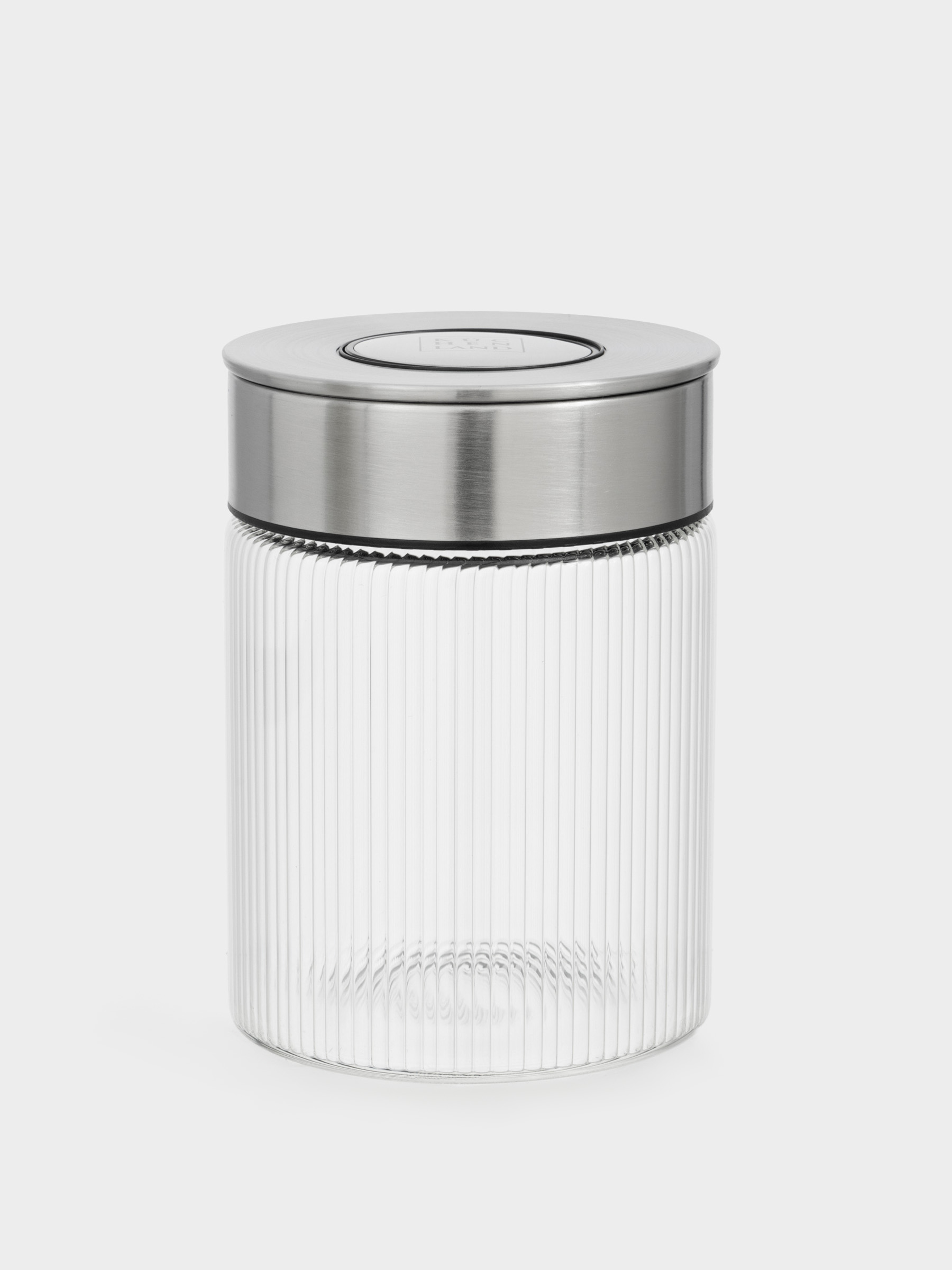 Bulk products jar, 700 ml, with vacuum lid, glass B, Ribby steel, image-0