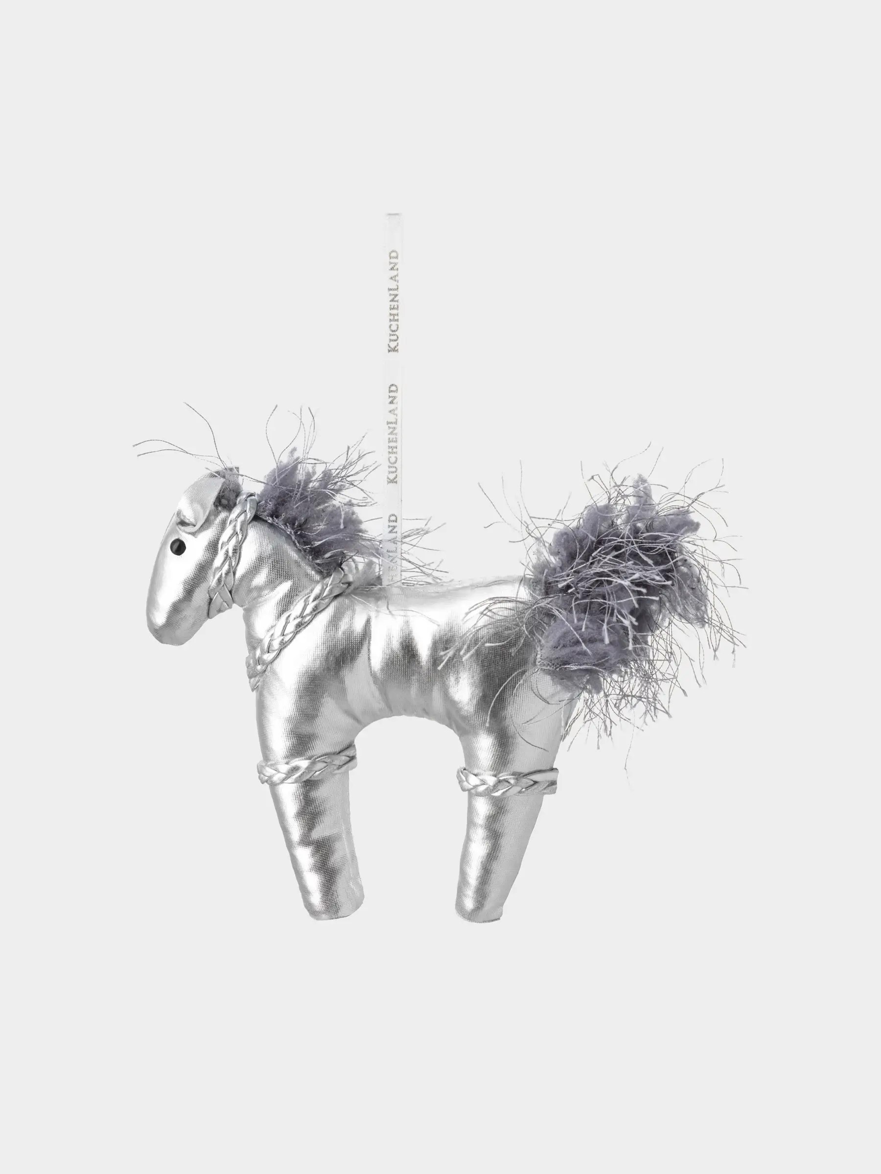 Christmas tree toy, 19x14 cm, polyester, Silver, Horse, Figure Christmas Fuzz, image-0