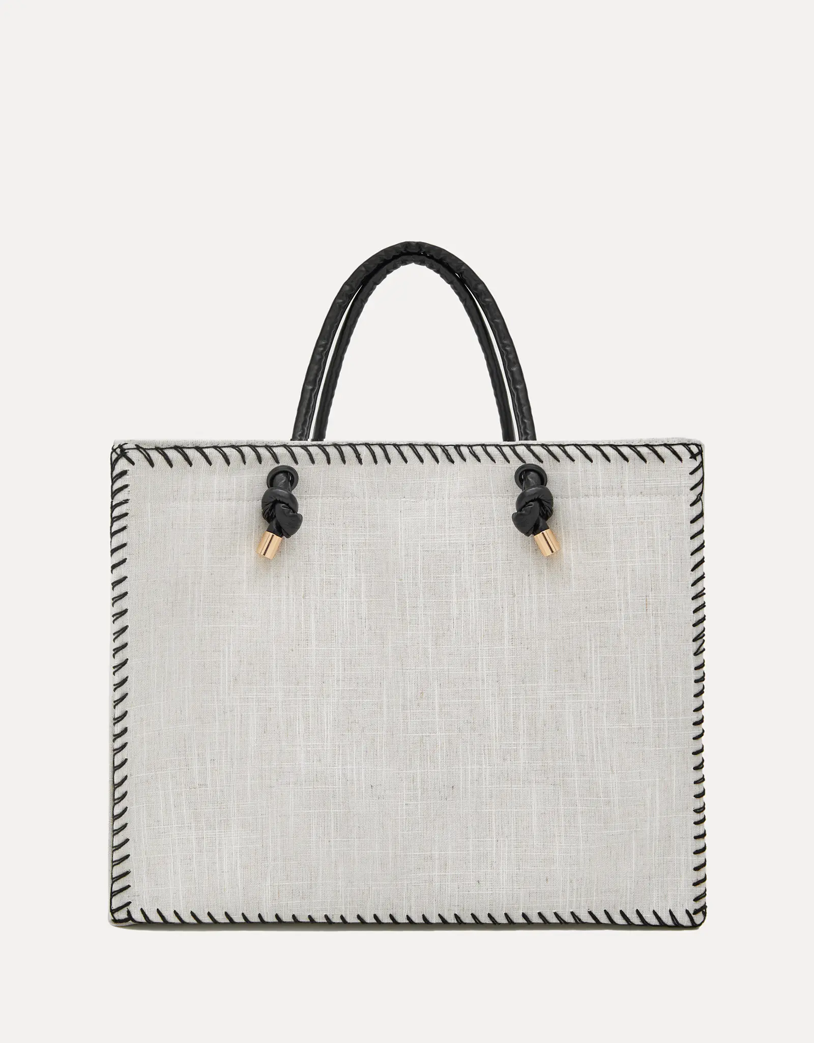 Women's bag, 44x35 cm, with stitches, canvas, beige, Solo