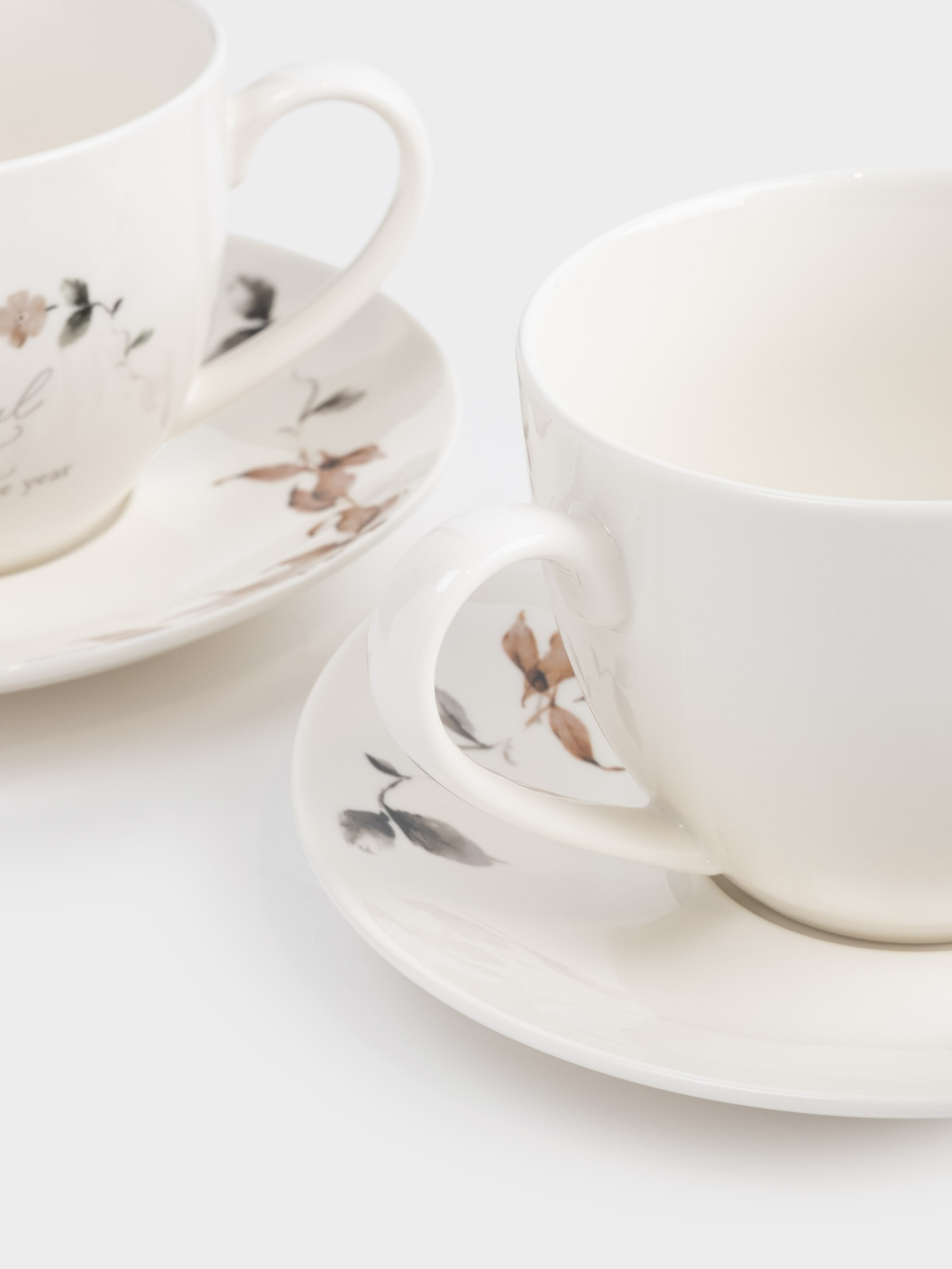 Tea pair, 2 persons, 4 items, 280 ml, porcelain N, Autumn flowers, Refined floral, image-6