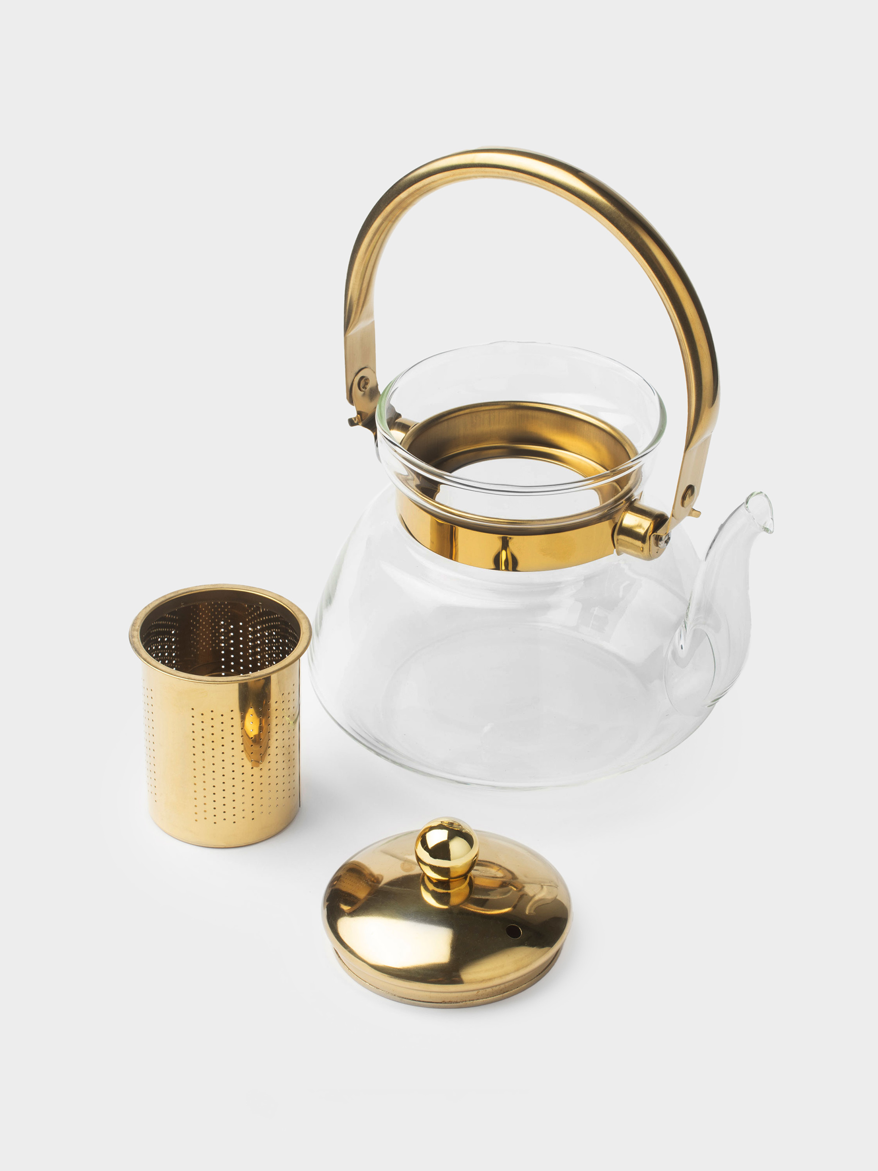 Teapot, 1,3 l, B/steel glass, golden, Classic gold, image-2