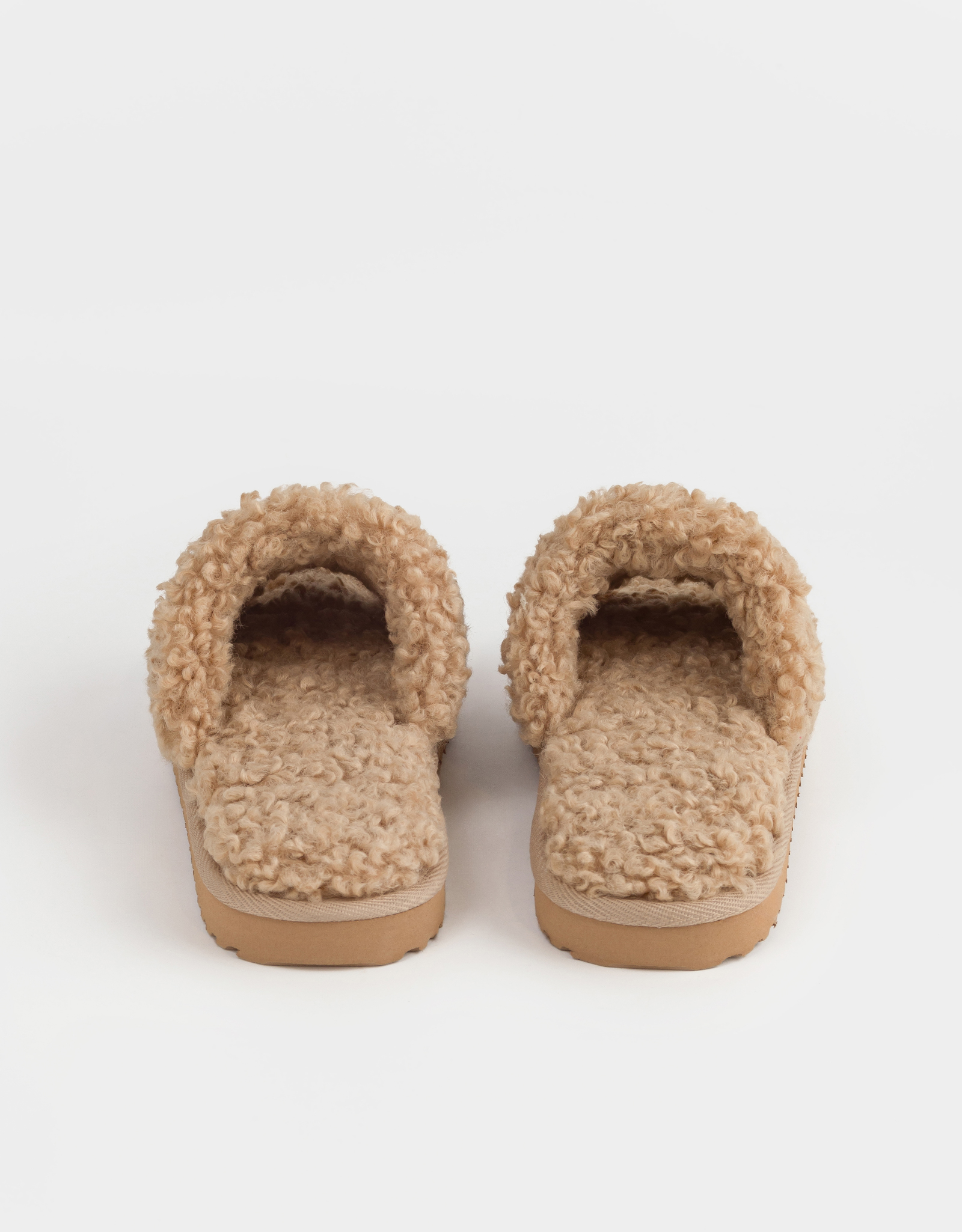 Women's slippers, homewear, size 36-37, plush, brown, Curled, image-3