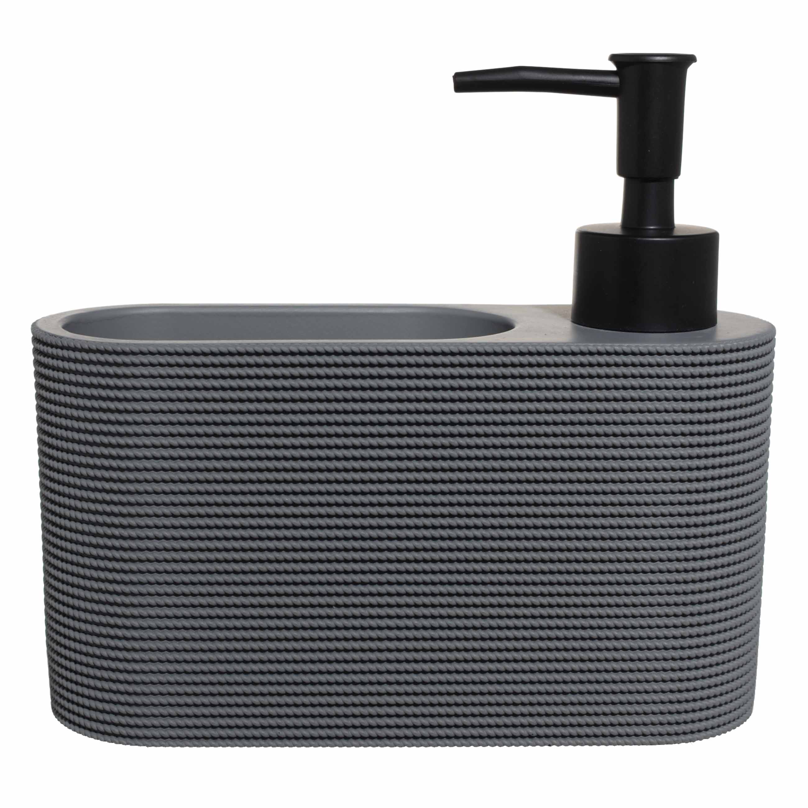 Detergent dispenser, 250 ml, organizer, with sponge, polyresin / plastic, Grey, Grey steel, image-0