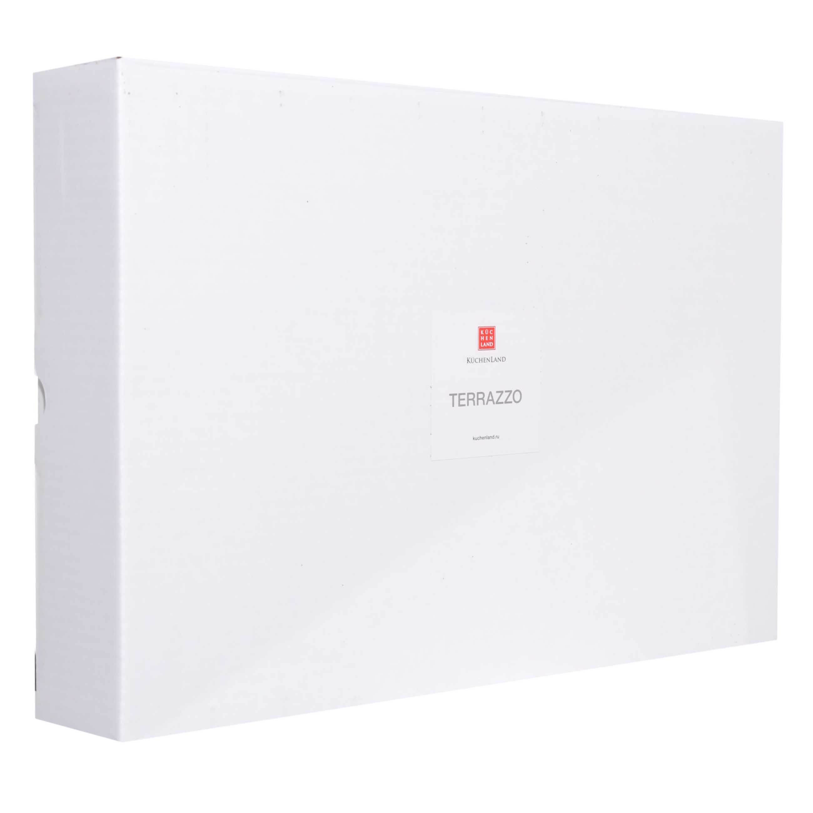 Tray, 30x20 cm, rectangular, cement / steel, white-gold, speckled, Terrazzo