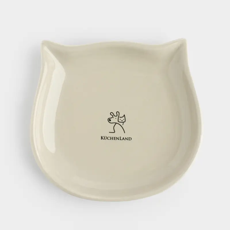 Pet bowl, 14x13 cm, 100 ml, flat, ceramic, grey, Cat, Whiskers ,image-0