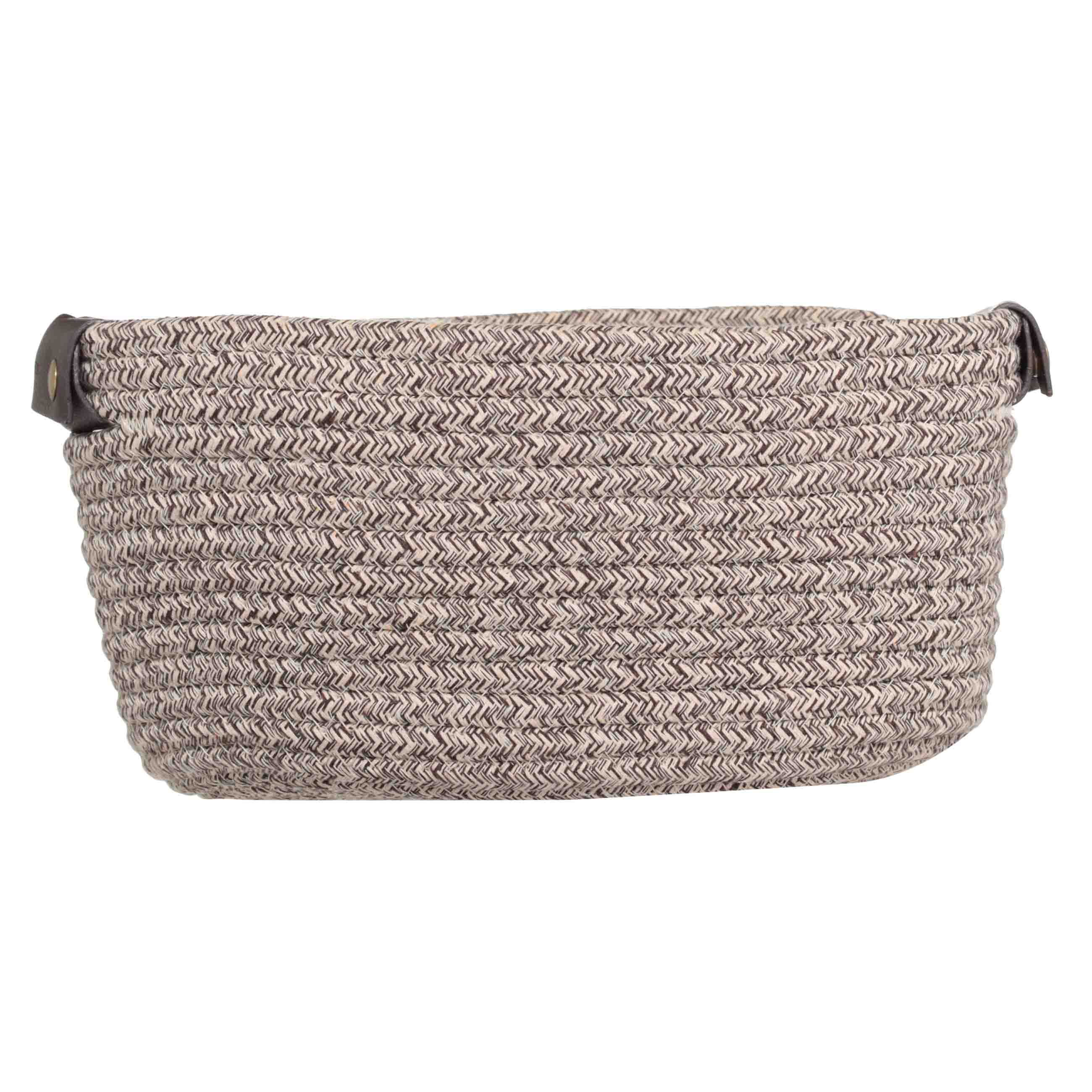 Storage basket, 29x21x14 cm, with handles, cotton / polyester, oval, Brown, Twine