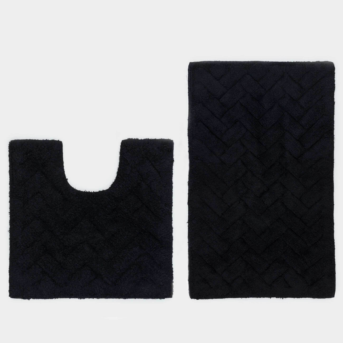 Bathroom mat, 50x80 / 50x50 cm, 2 pcs, anti-slip, cotton, black, Neutral, image-0