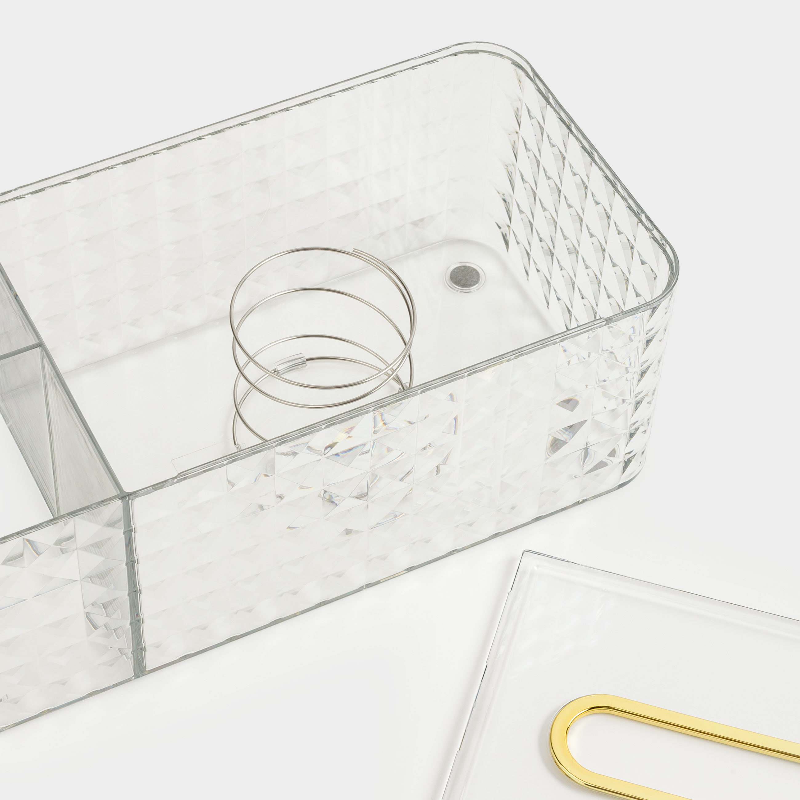 Paper napkin box, 24x12 cm, with organizer, with sitemsing, plastic / metal, Kandy, image-4