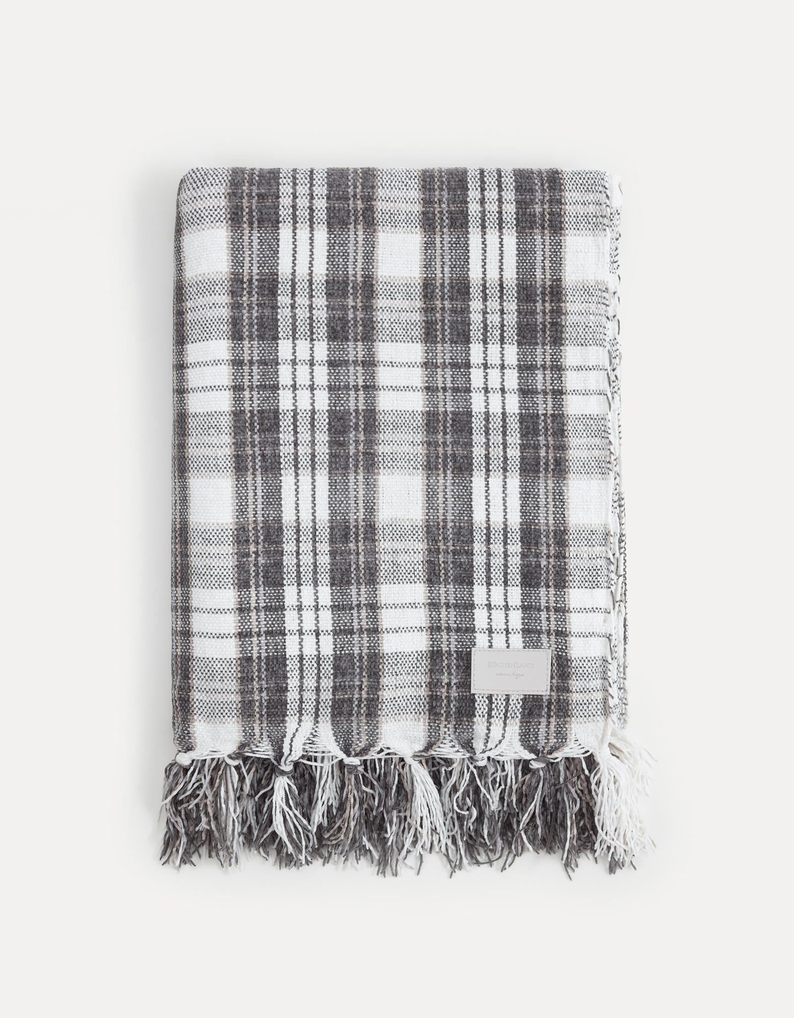 Plaid, 130x170 cm, fringed, chenille, white-brown, Plaid, Hazel, image-9