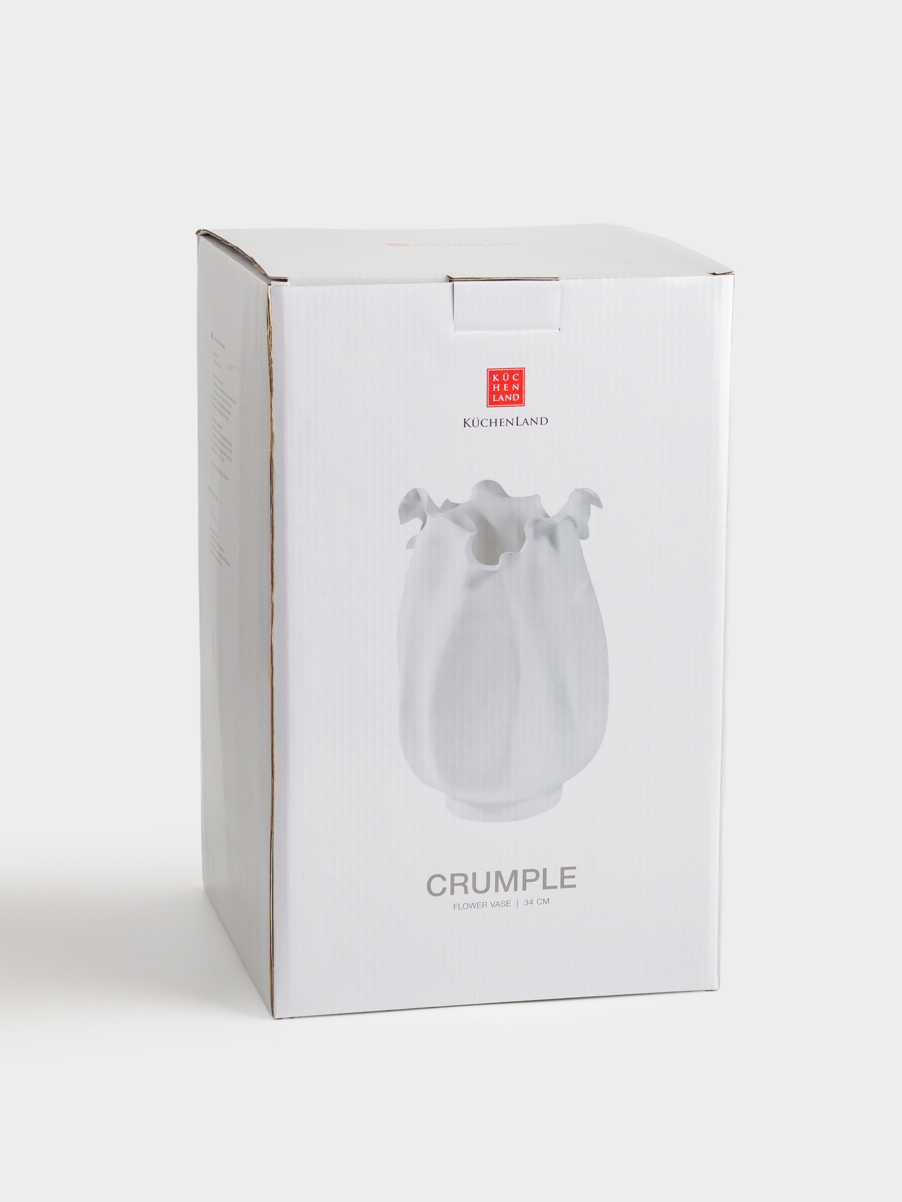 Flower vase, 34 cm, ceramic, milky, Bends, Crumple, image-4