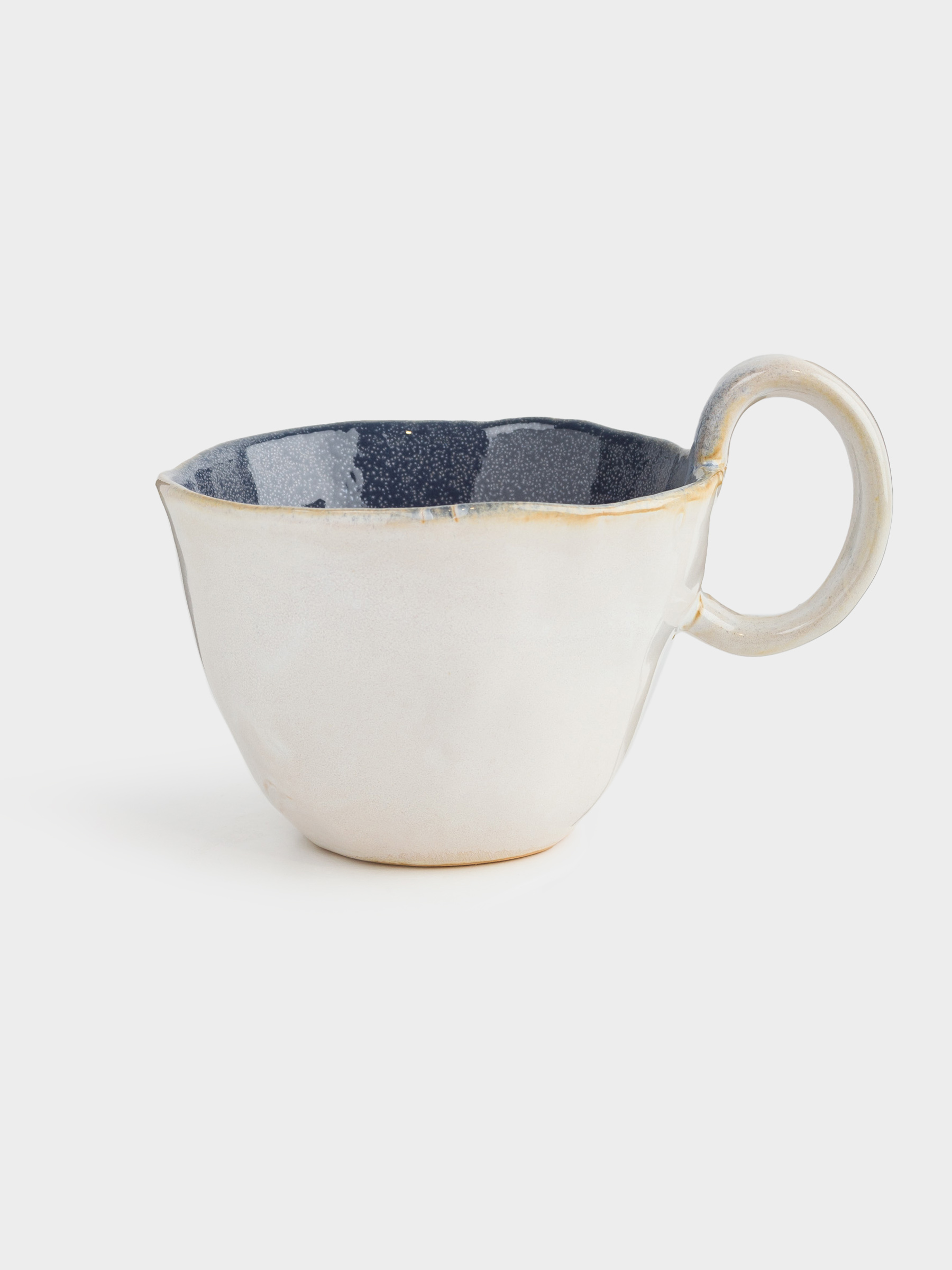 Mug, 400 ml, ceramic, milky blue, Uneven edge, Crumple color, image-0