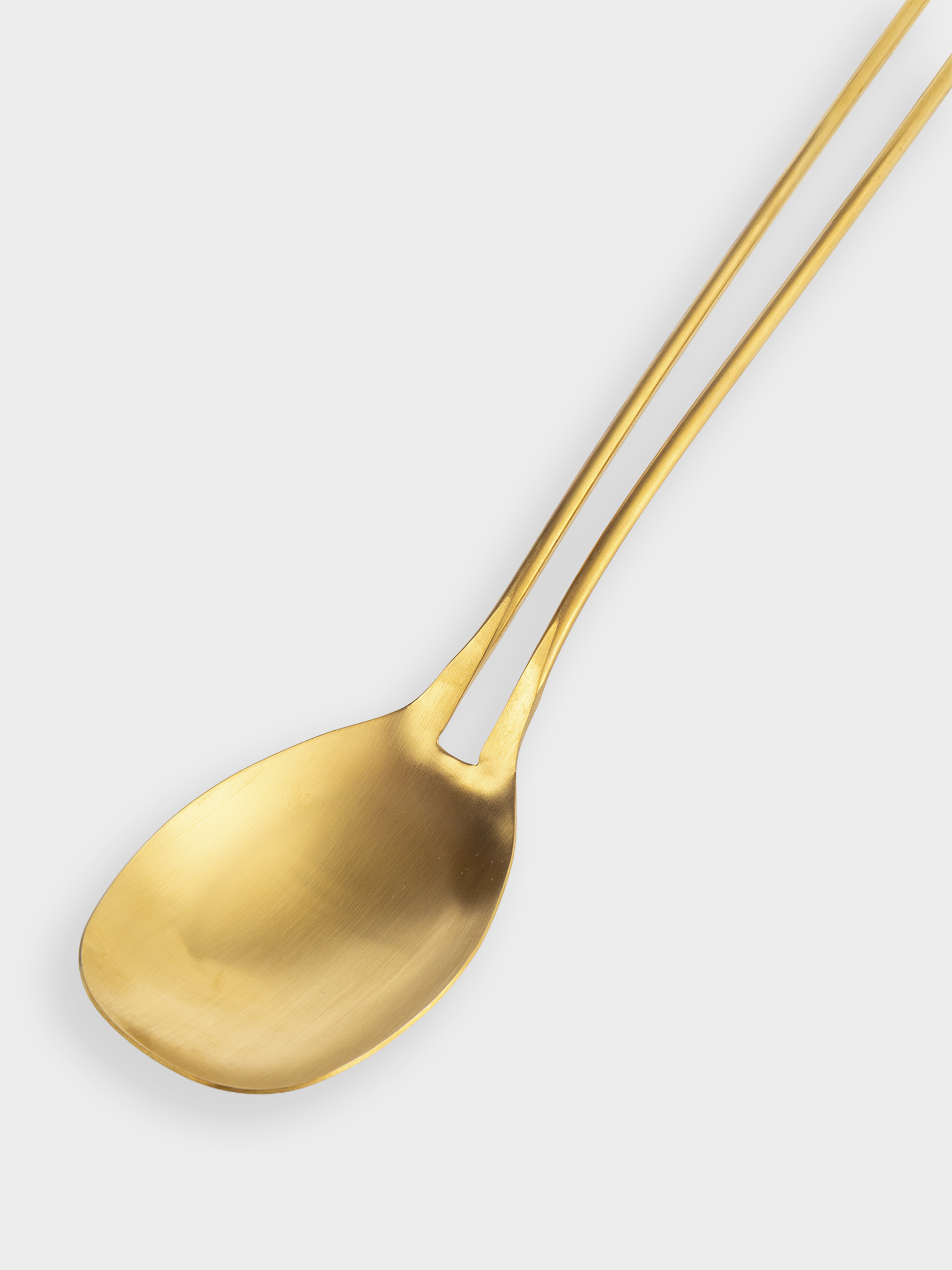 Serving spoon, 37 cm, steel, golden, Device gold, image-3