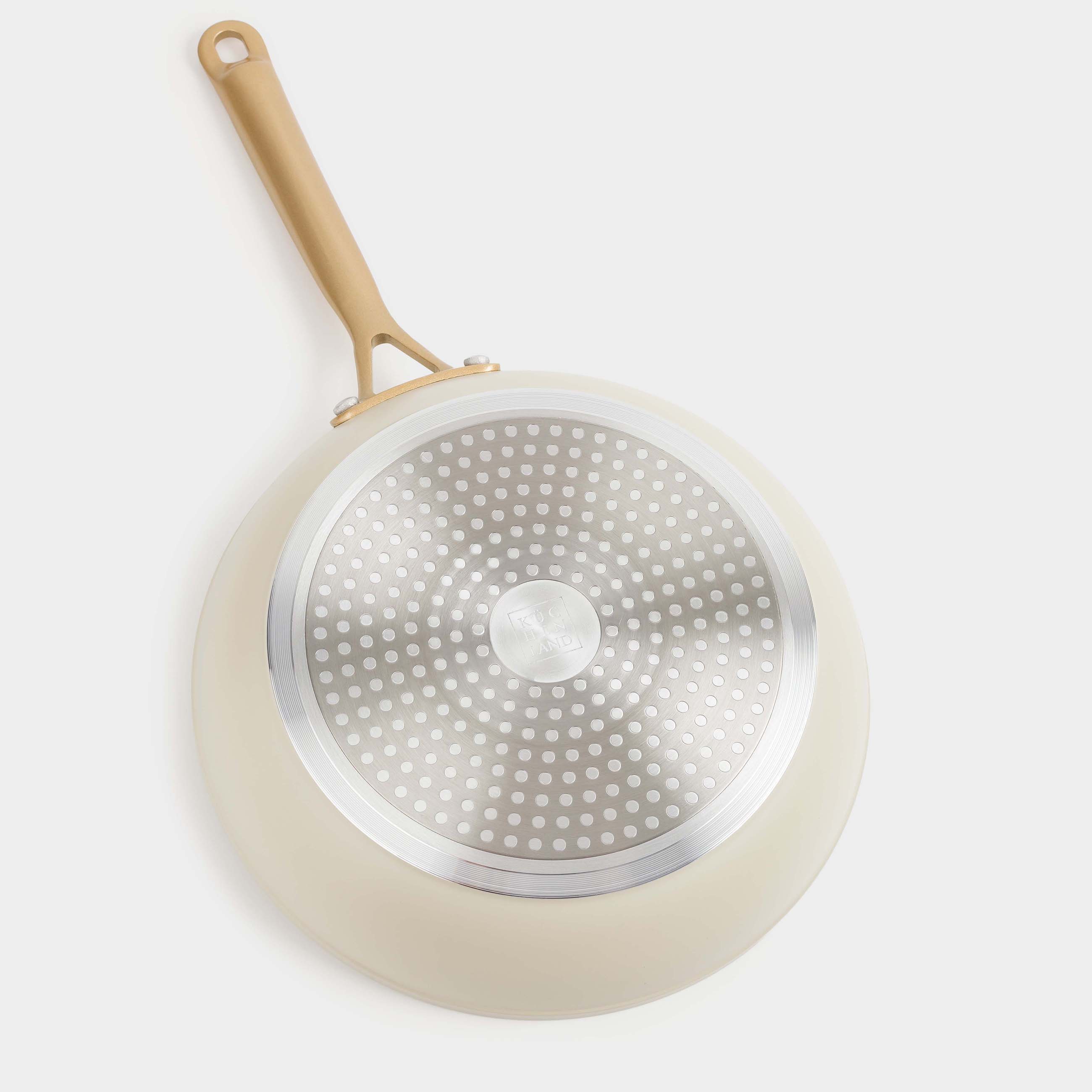 Frying pan, 24 cm, coated, aluminum, milky, Piatto gold