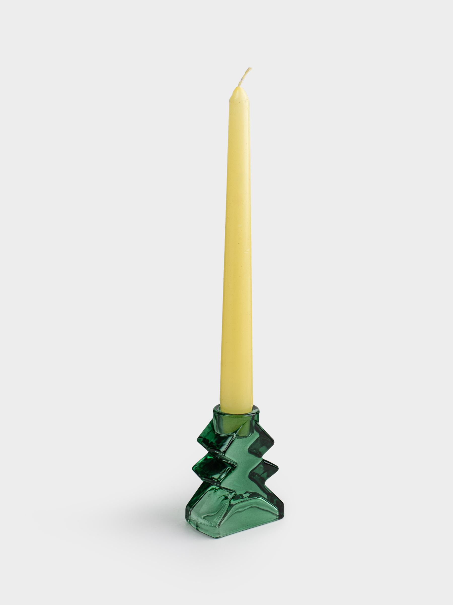 Candlestick, 9 cm, for a thin candle, glass, green, Christmas tree, Fir shape, image-3