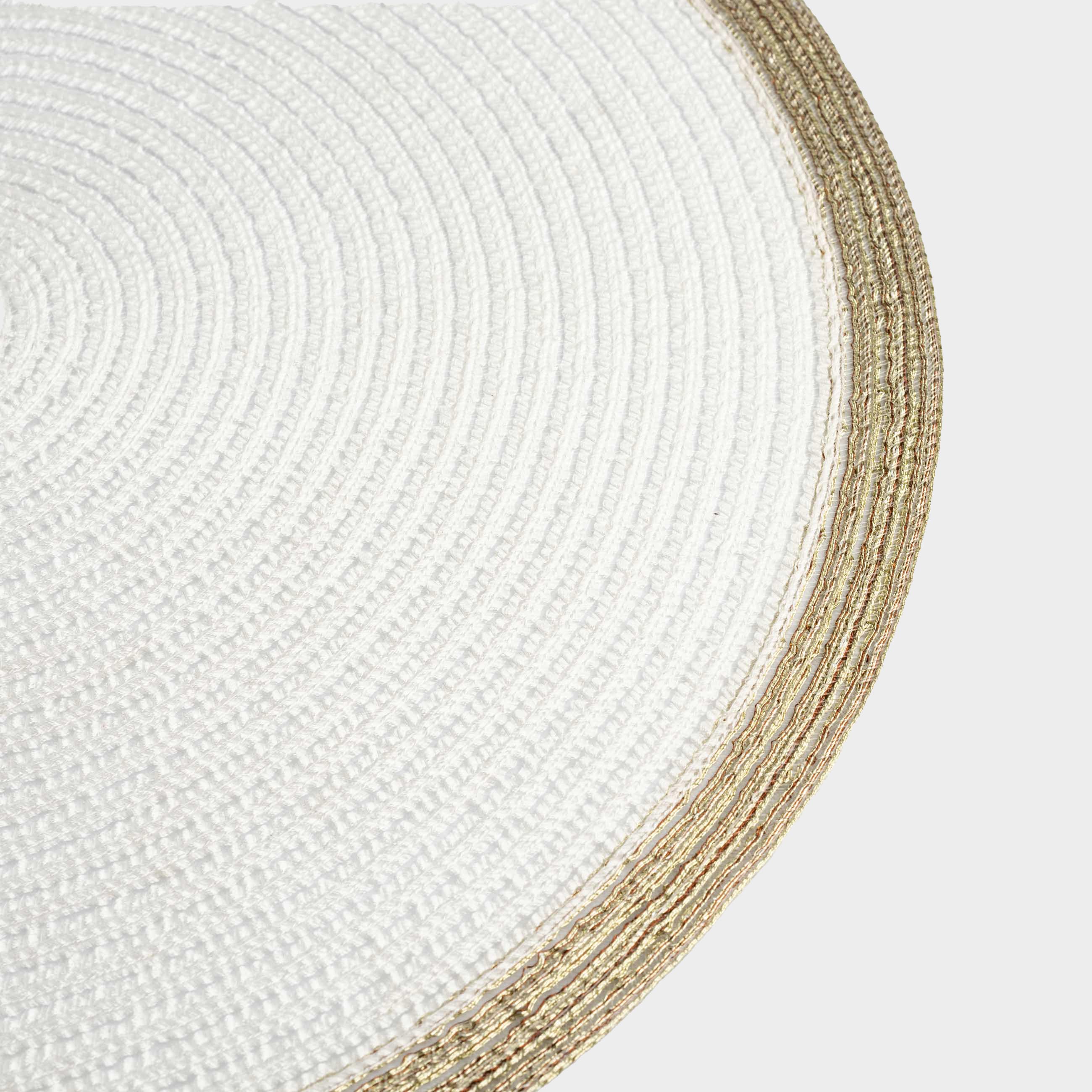 Instrument napkin, 38 cm, polyester, round, white, Gold border, Rotary rim, image-2