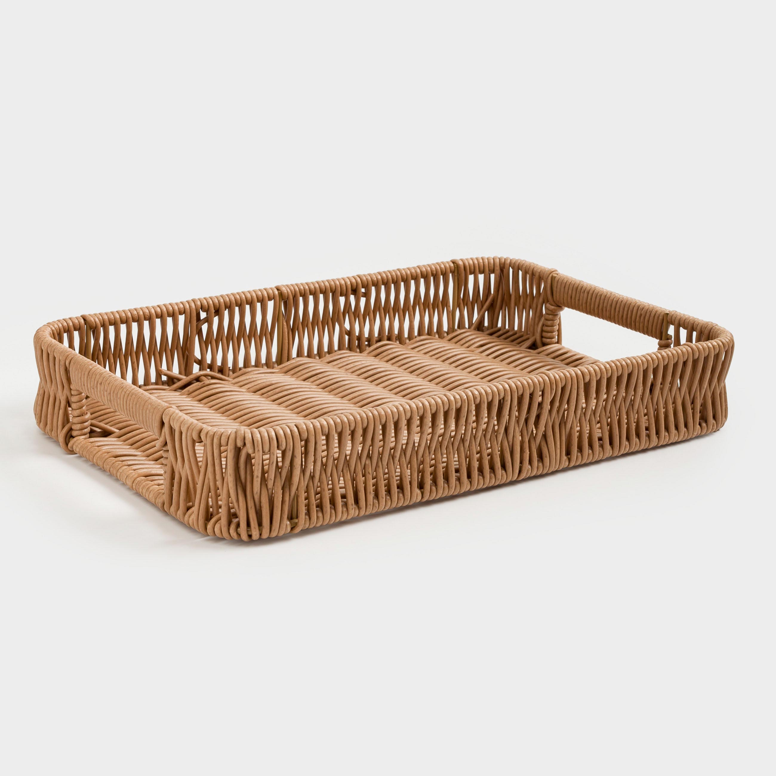 Tray, 30x20 cm, braided, rattan, rectangular, beige, Twig, image-2