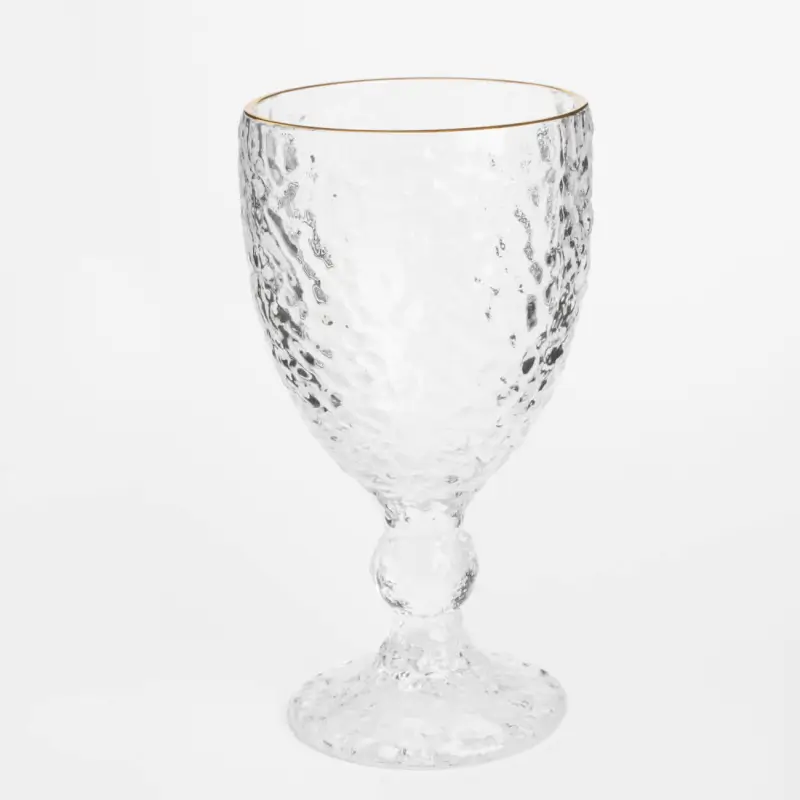 Wine goblet glass, 320 ml, glass, with golden edging, Nautilus Gold