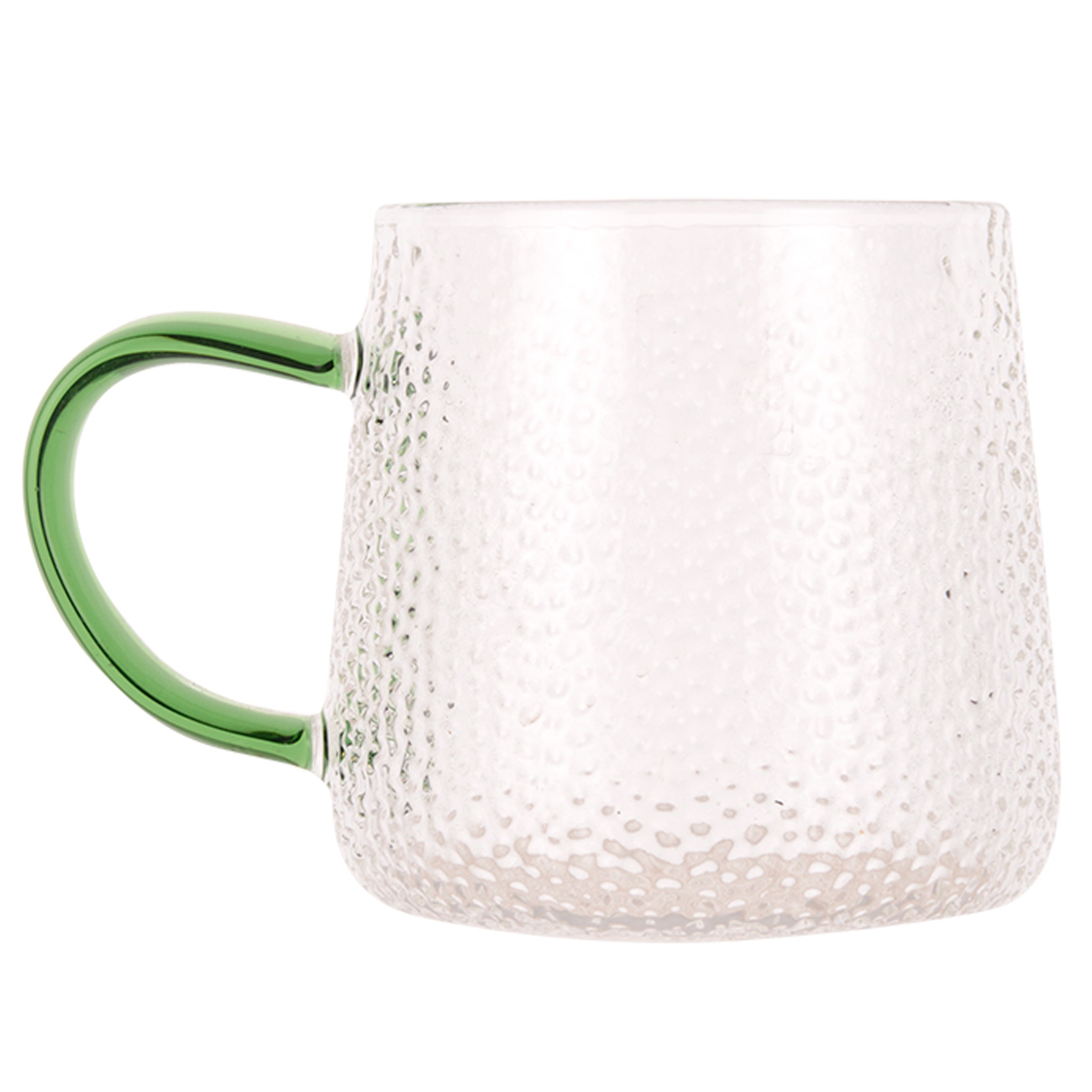 Mug, 340 ml, 2 pcs, B glass, with green handle, Dawned, image-1