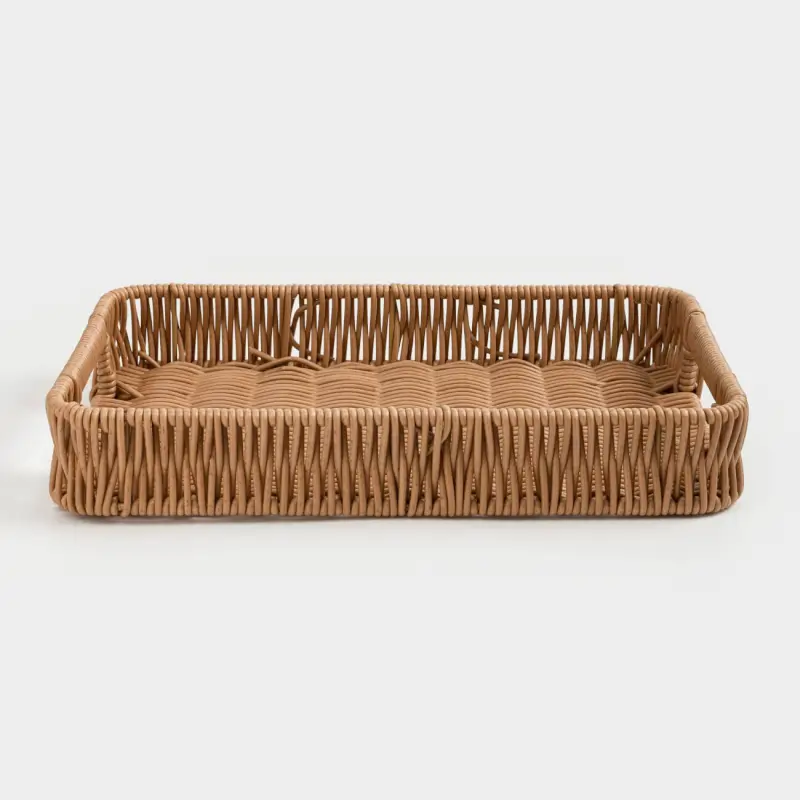 Tray, 30x20 cm, braided, rattan, rectangular, beige, Twig