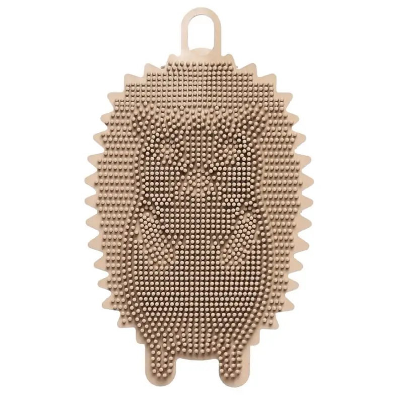 Dish washing sponge, 13 cm, Silicone, Beige, Hedgehog, Manny