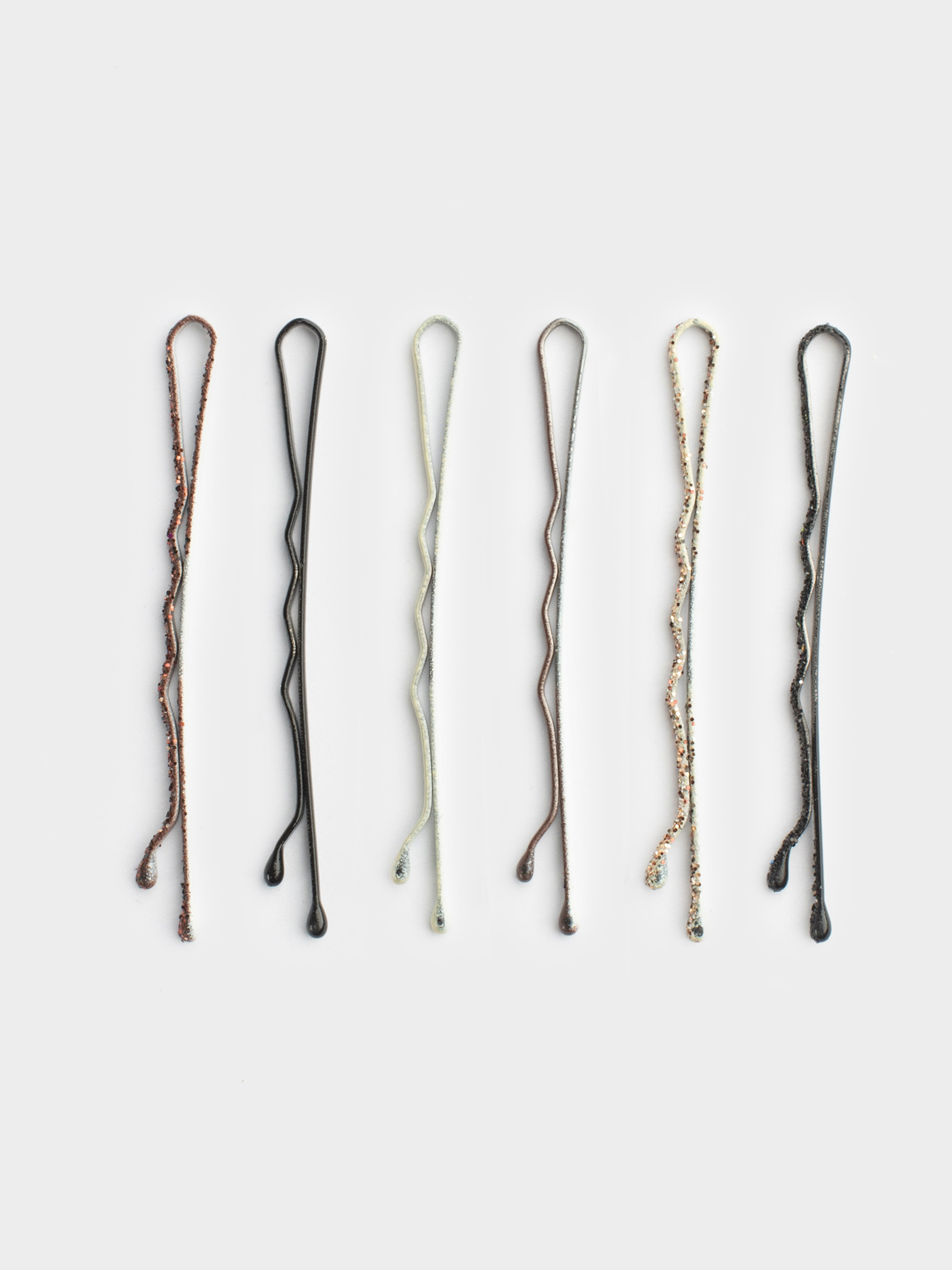 Hair clip, 6 cm, 30 pcs, metal, brown mix, Invisible, Basic, image-2