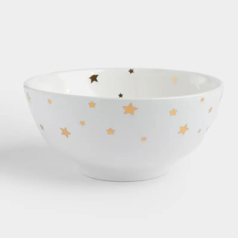 Salad bowl, 15x7 cm, 600 ml, porcelain P, white, Golden stars, Starlight