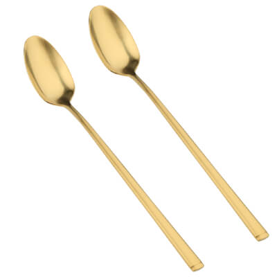 Tea spoon, 2 pcs, long handle, steel, gold, Madrid ,image-0
