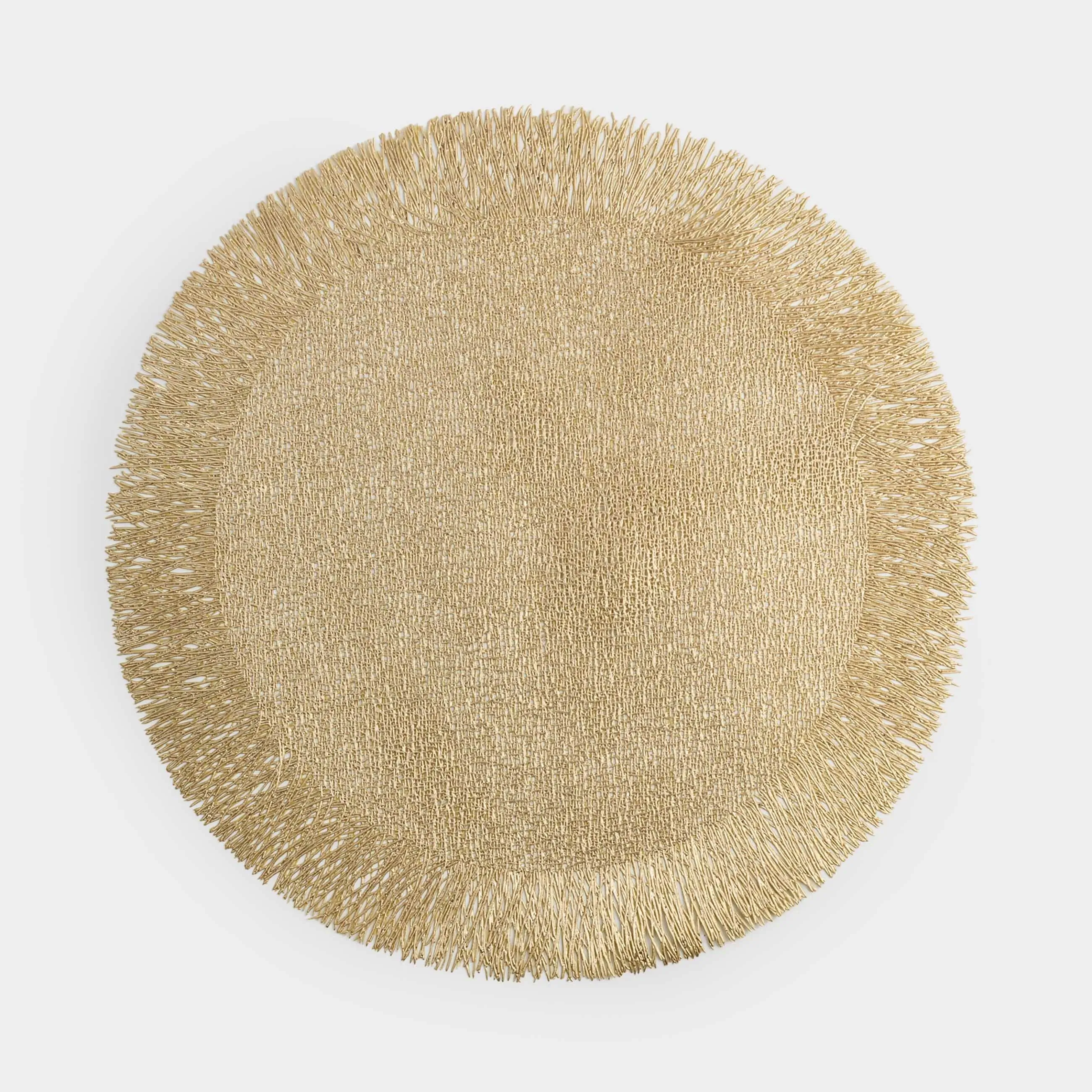 Placemat, 38 cm, fringed, PVC, round, golden, Azhur