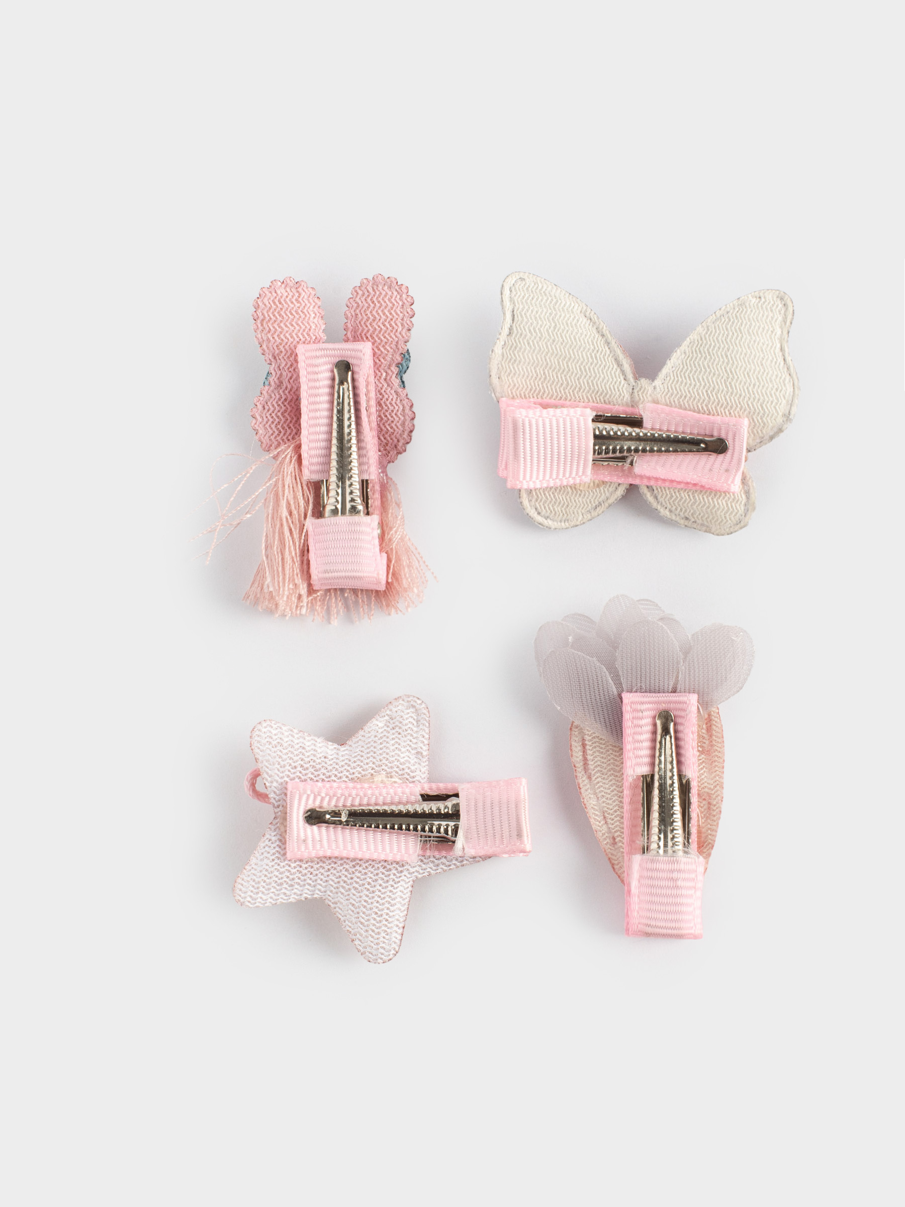 Hair clip set, 3 cm, 4 pcs, Children's, Polyester / Plastic, Pink, Butterfly, Gracile, image-2