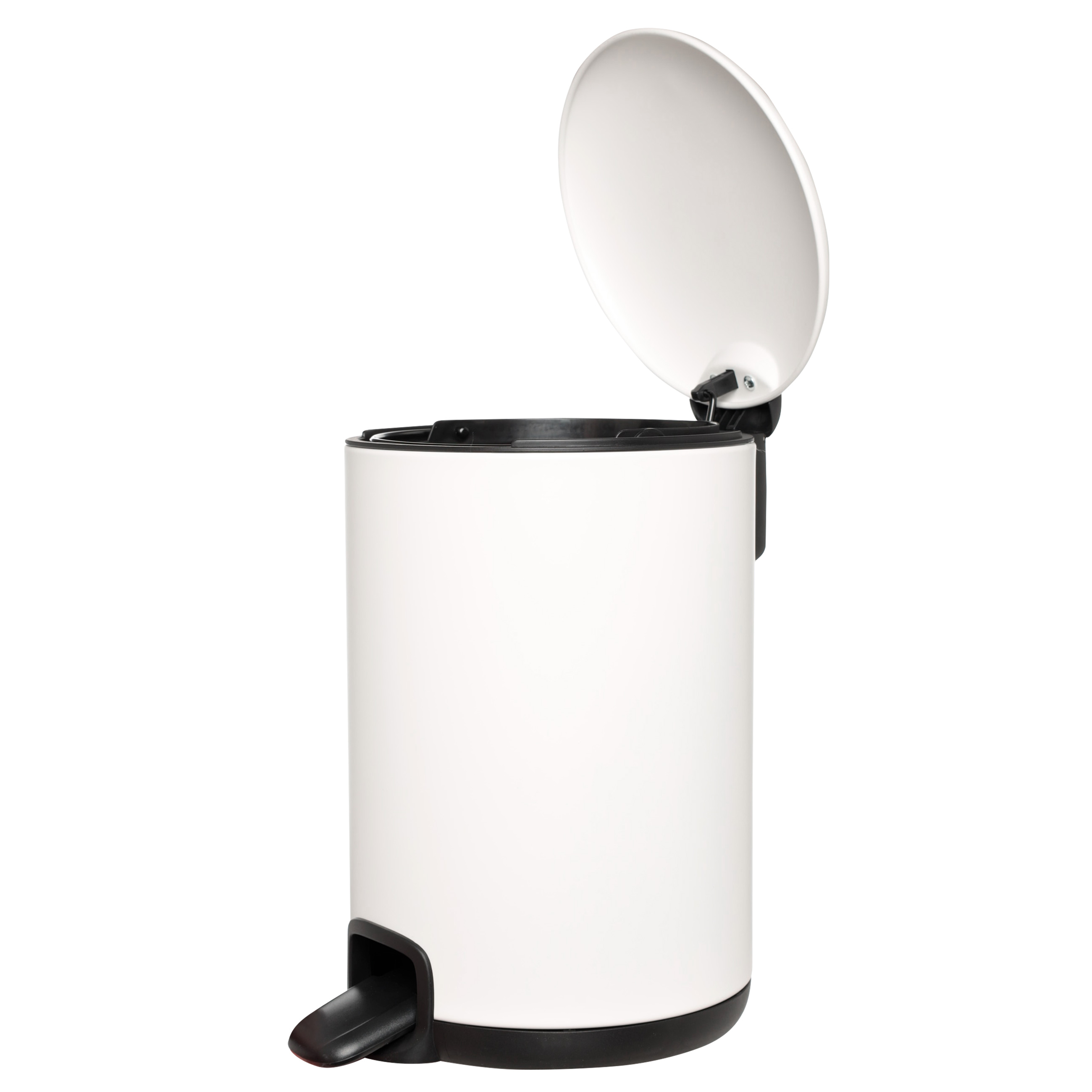 Trash can, 3 l, with pedal, metal, white, Vesta