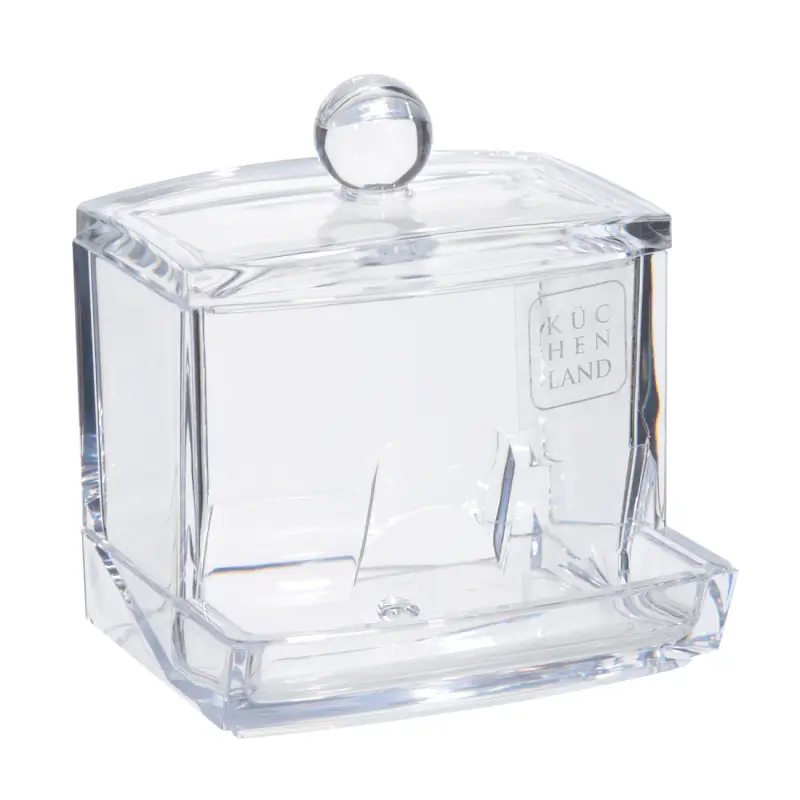Cotton swab container, 9x10 cm, with lid, plastic, Basic ,image-0