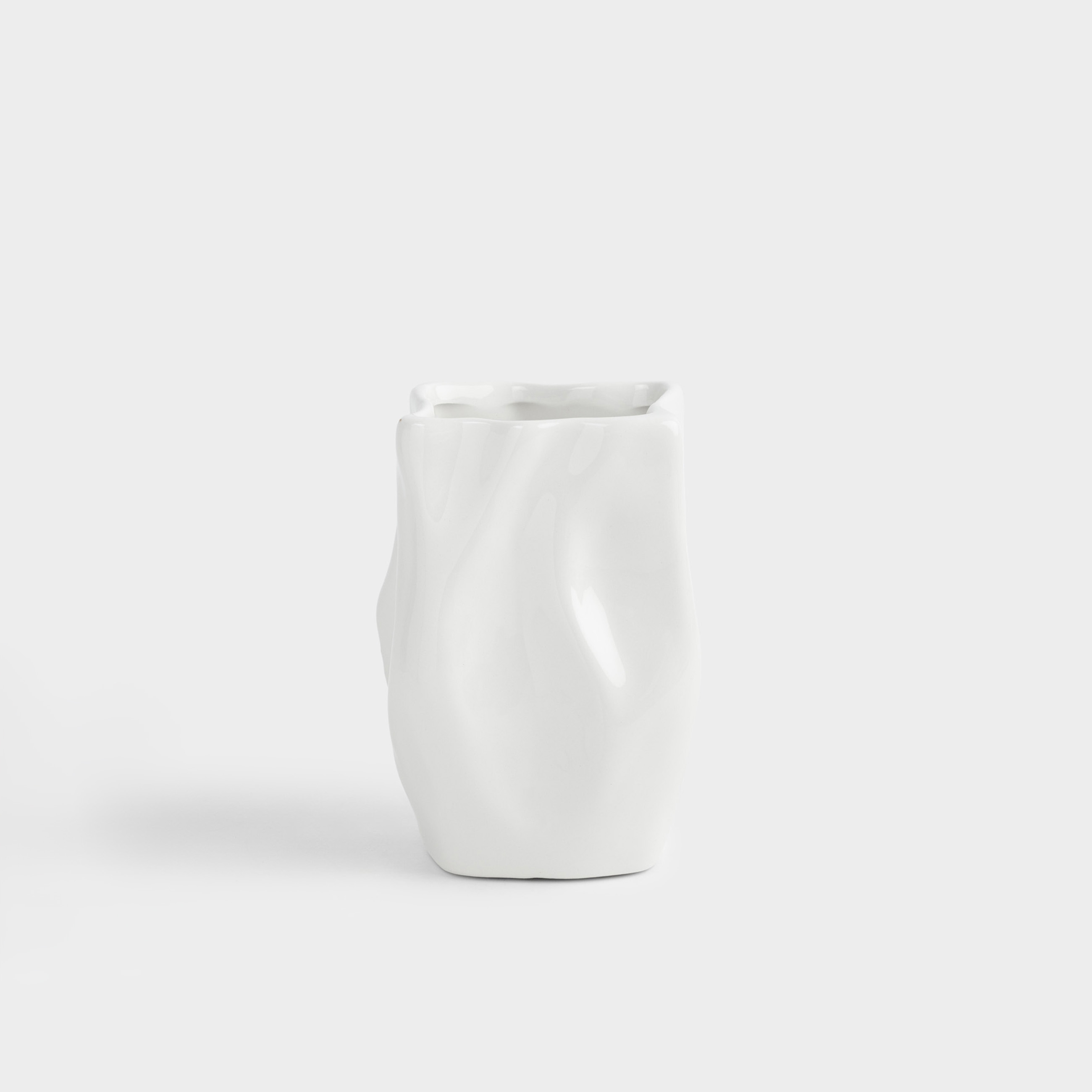 Kitchen accessories stand, 15 cm, ceramic, milky, Wavy edge, Crumple