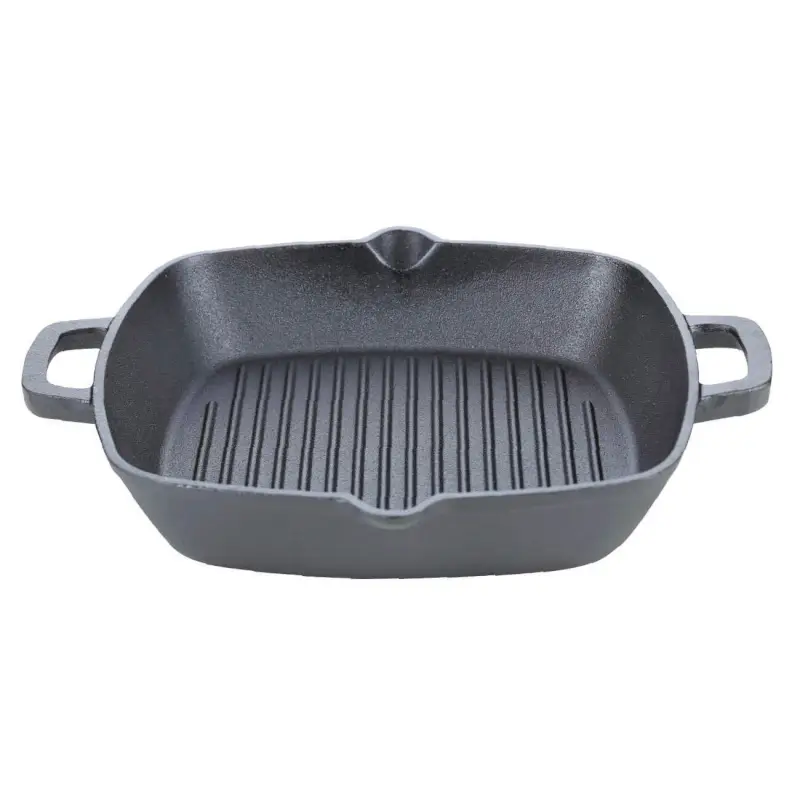Grill pan, 26 cm, with handles, cast iron, square, black, Authentic