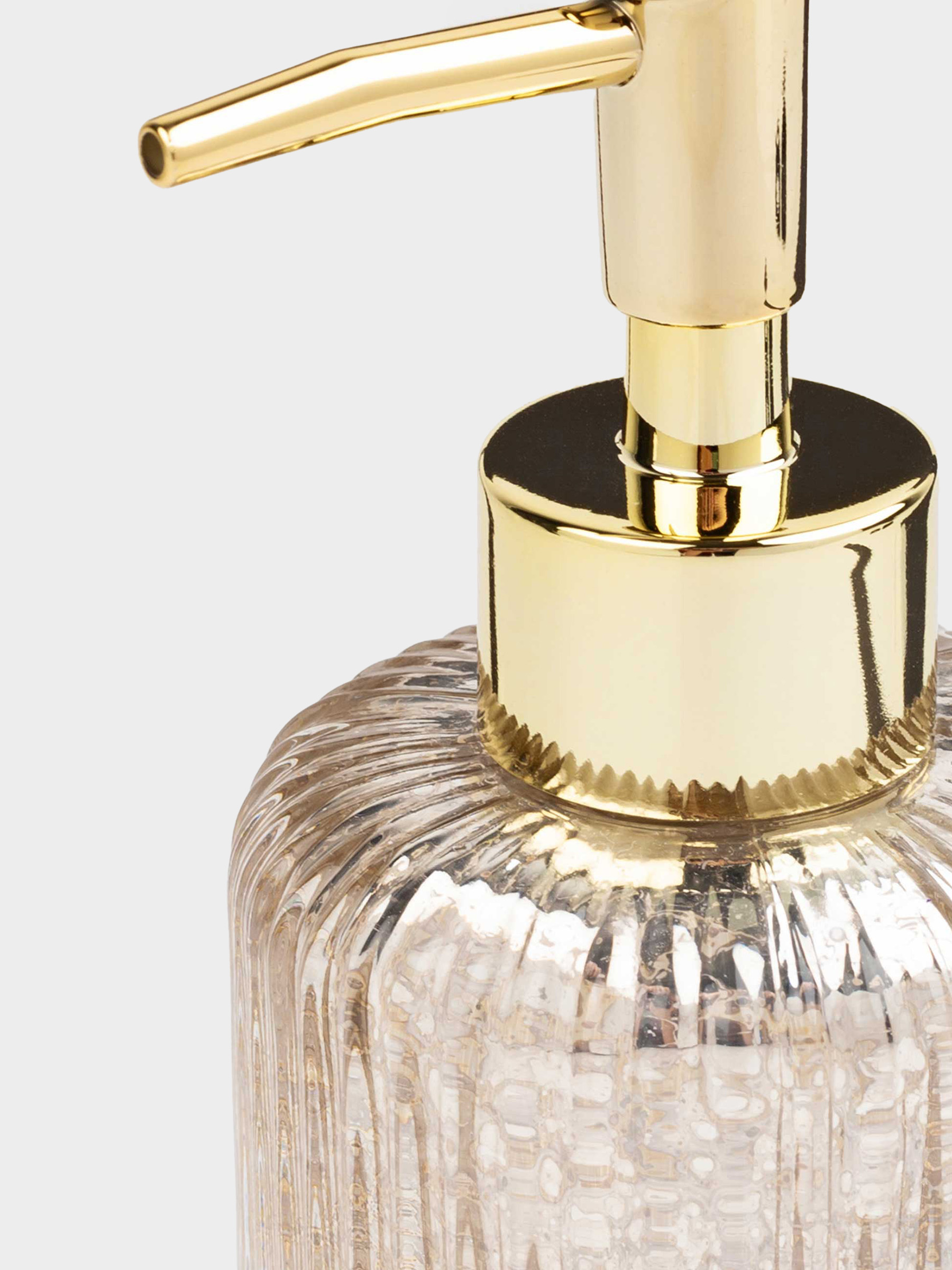 Liquid soap dispenser, 240 ml, glass / plastic, golden, Diana