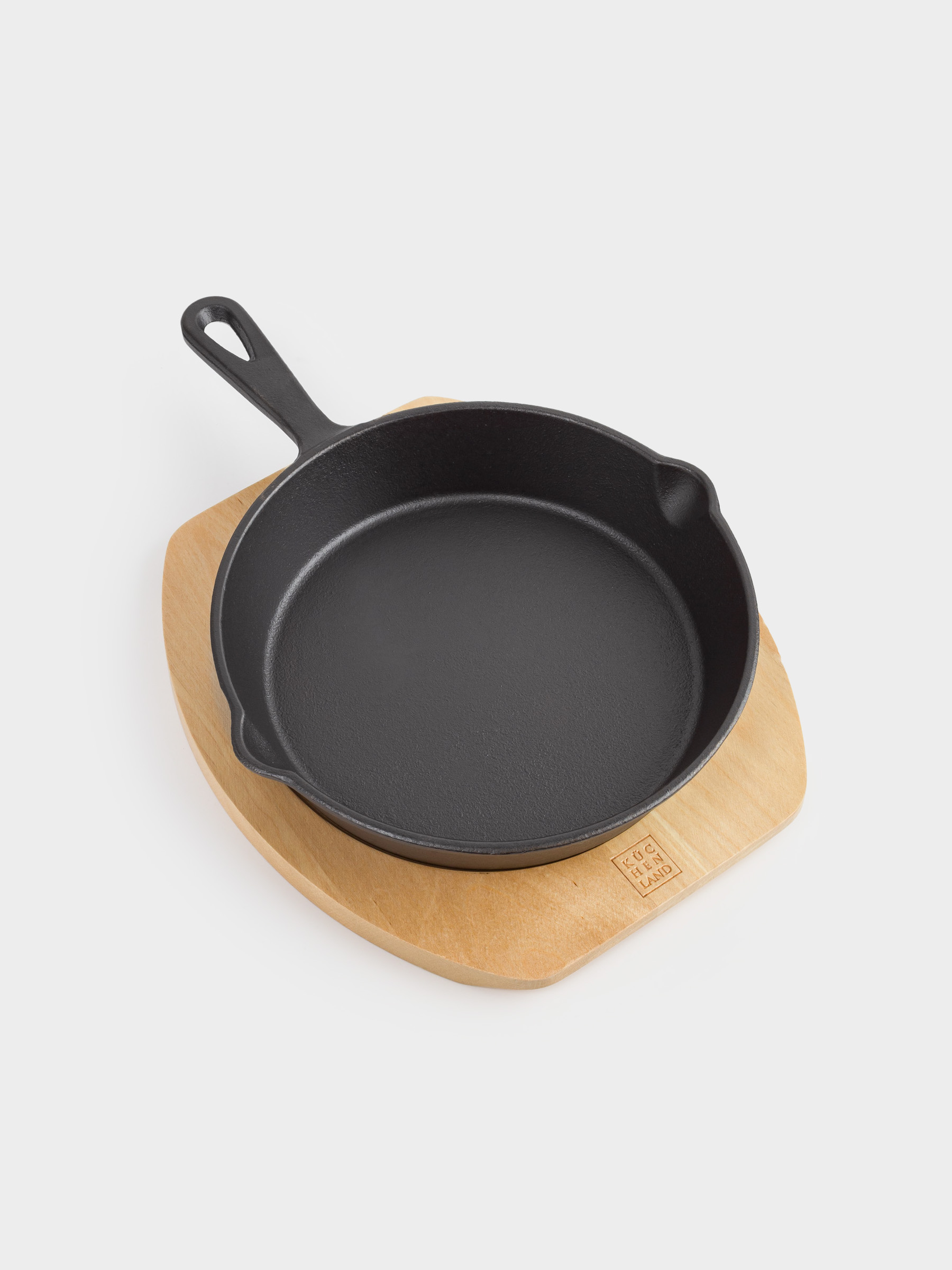 Frying Pan with base, 20 cm, cast iron/wood, round, black, Authentic, image-4