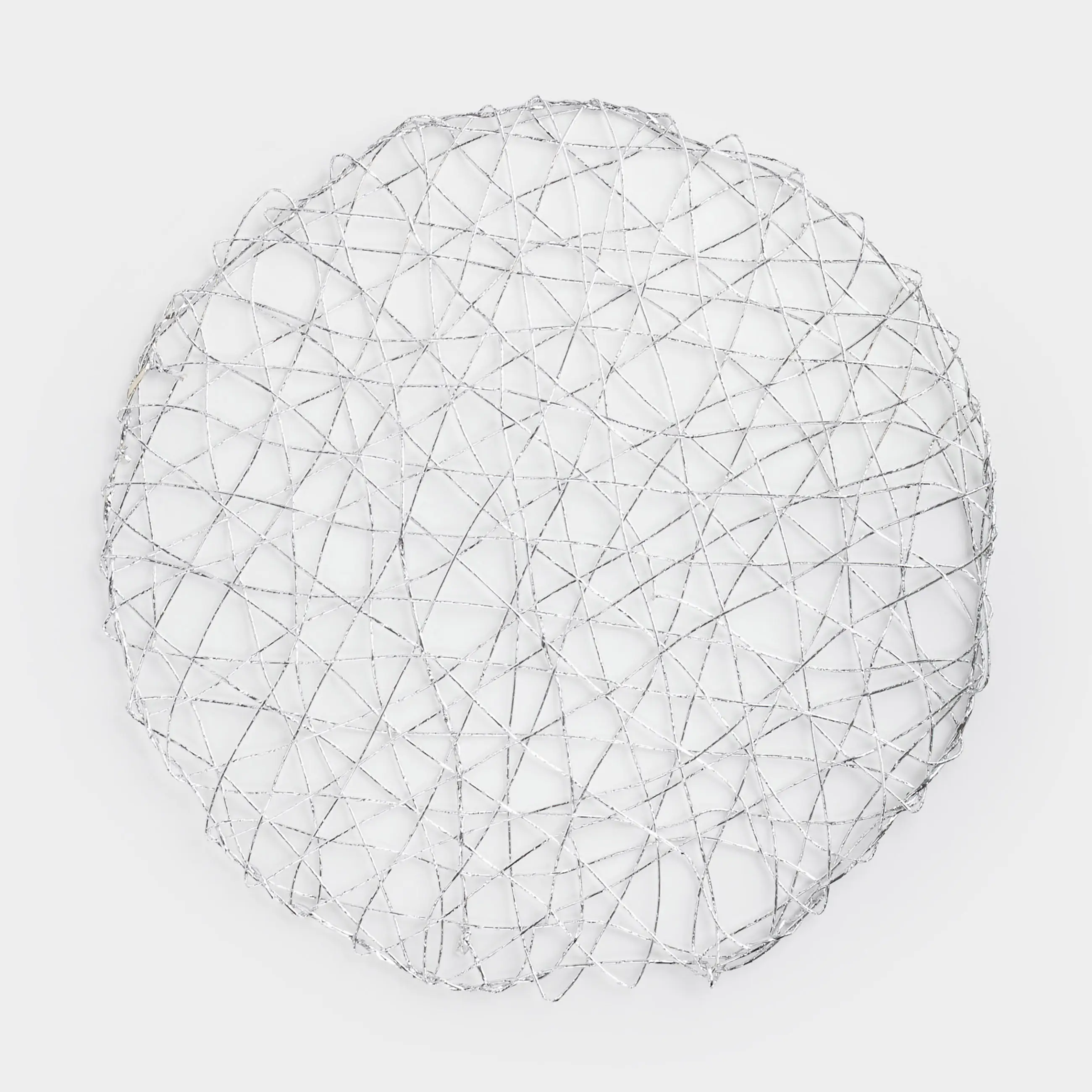 Placemat, 38 cm, PET, round, silver, Cobweb, Azhur Grid