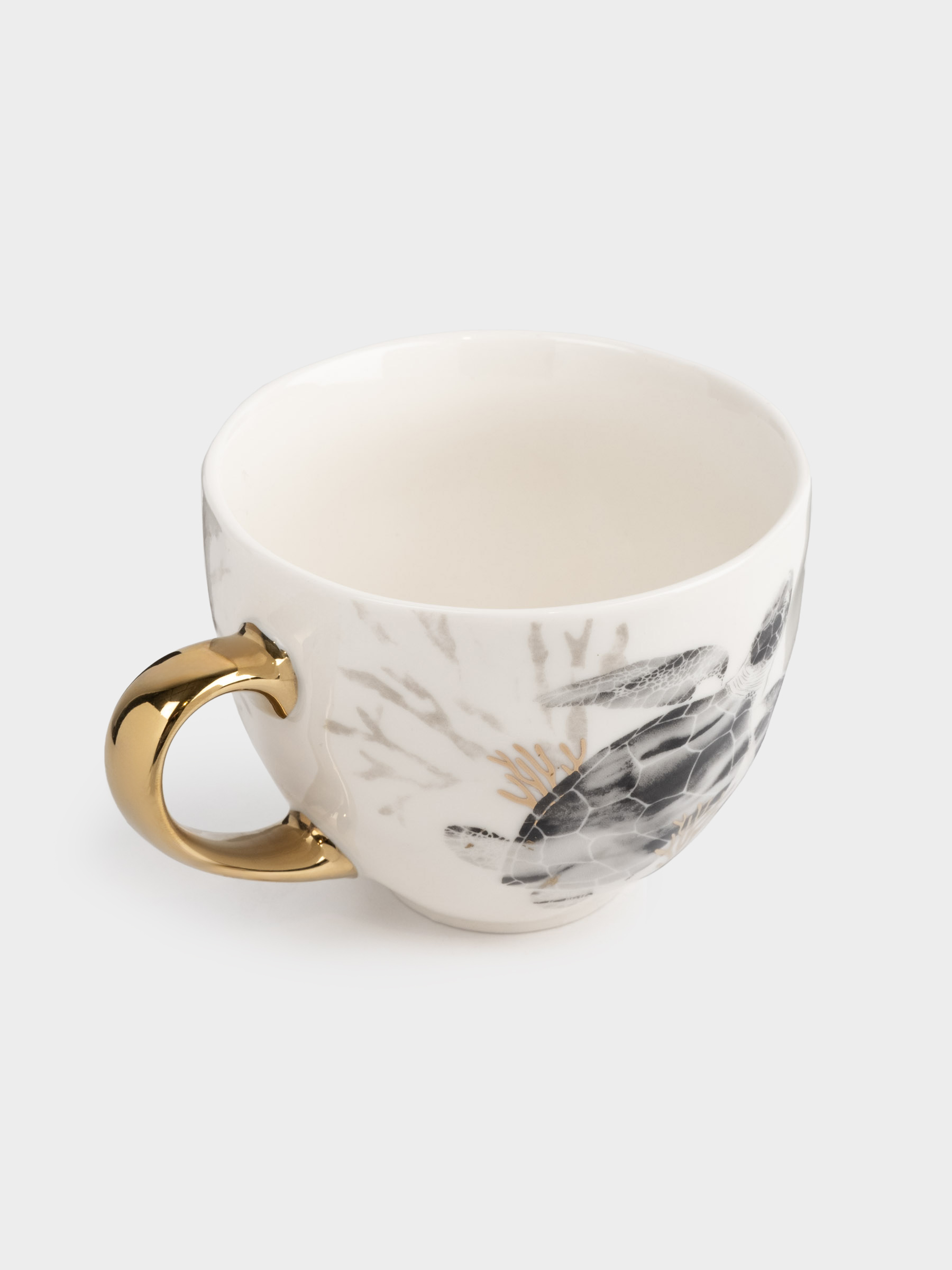 Mug, 430 ml, porcelain N, white and gold, Turtle, Grand turtle, image-1