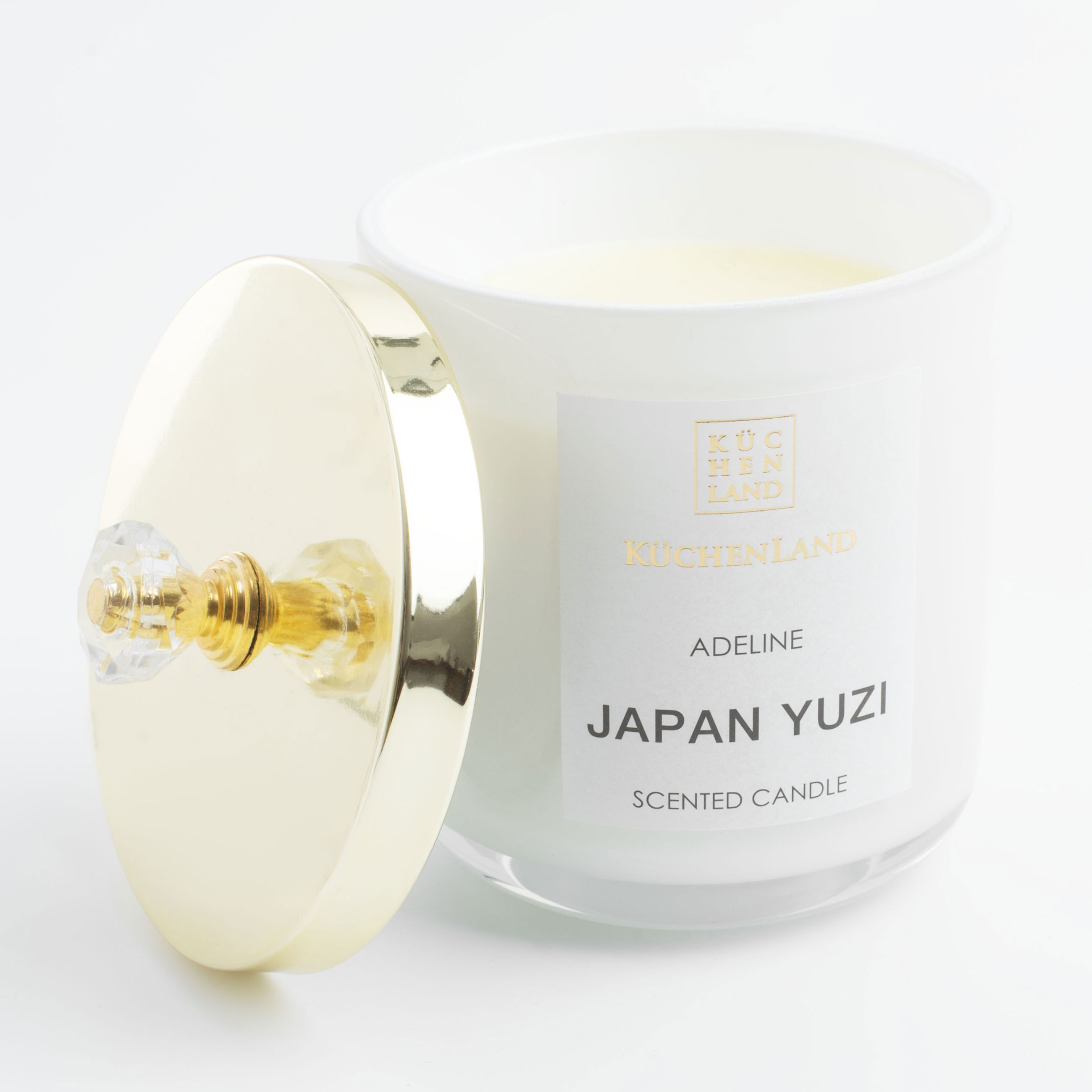 Scented candle, 9 cm, in a candle holder, with lid, glass, Japan Yuzi, Adeline