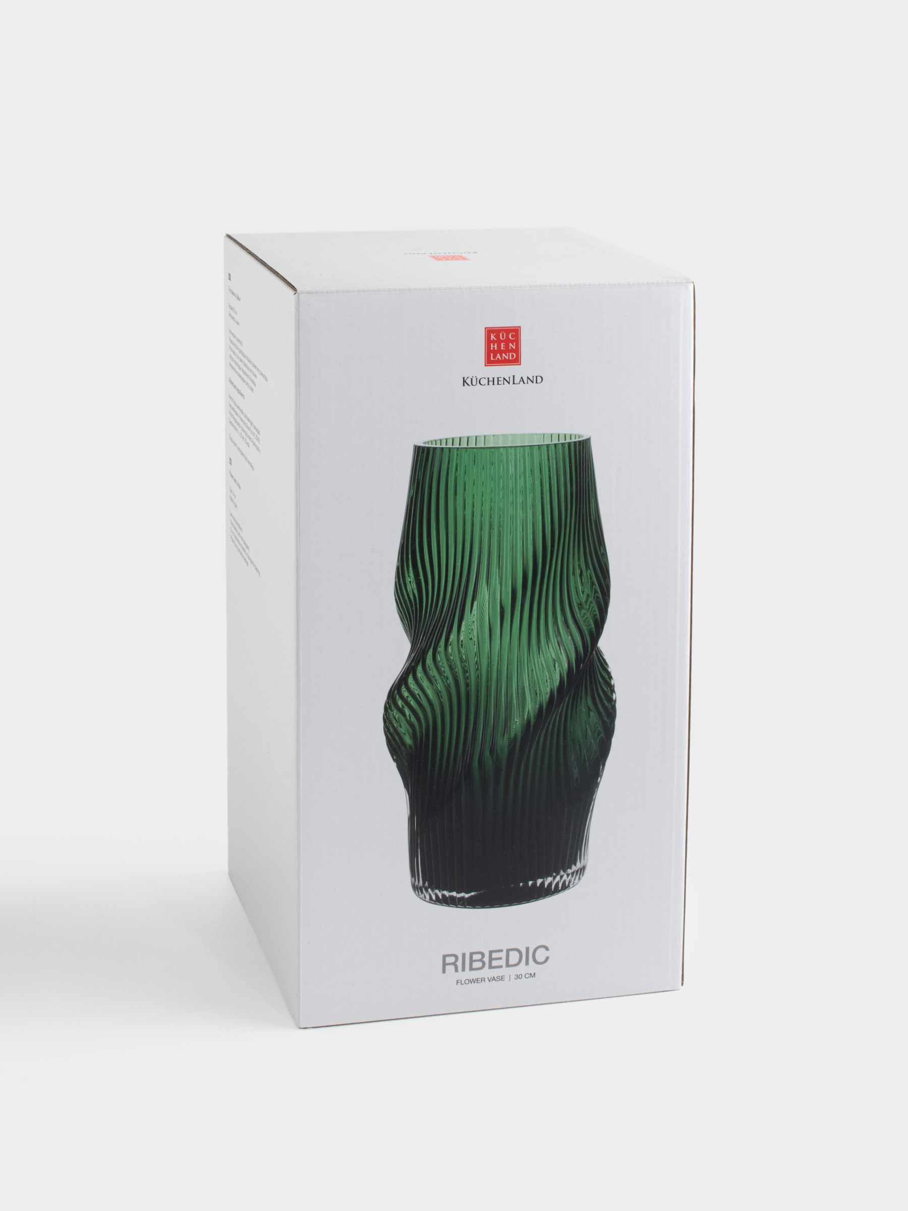 Flower vase, 30 cm, glass, green, Vortex, Ribedic, image-4