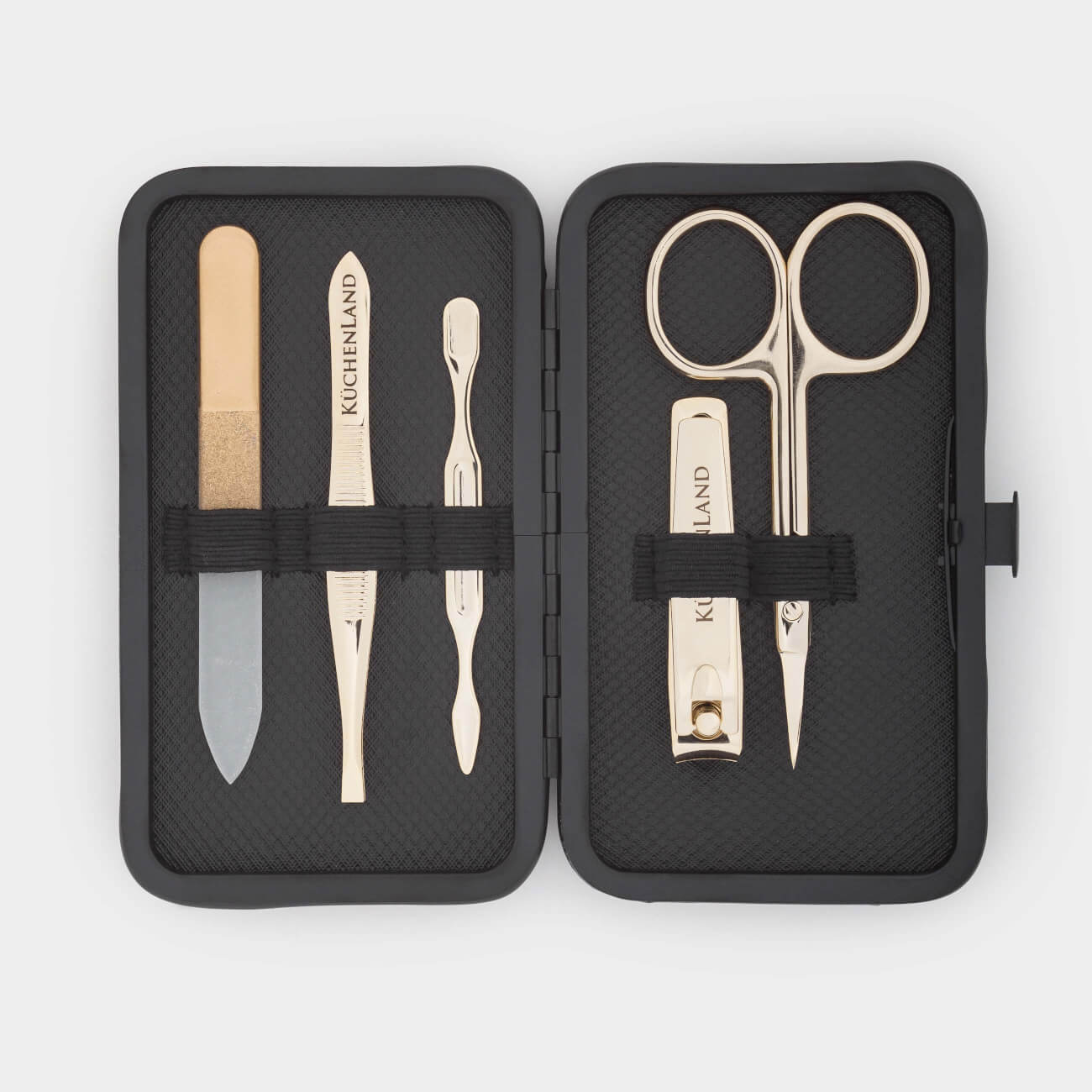 Manicure set, 5 items, steel, golden, Manicure gold, image-0