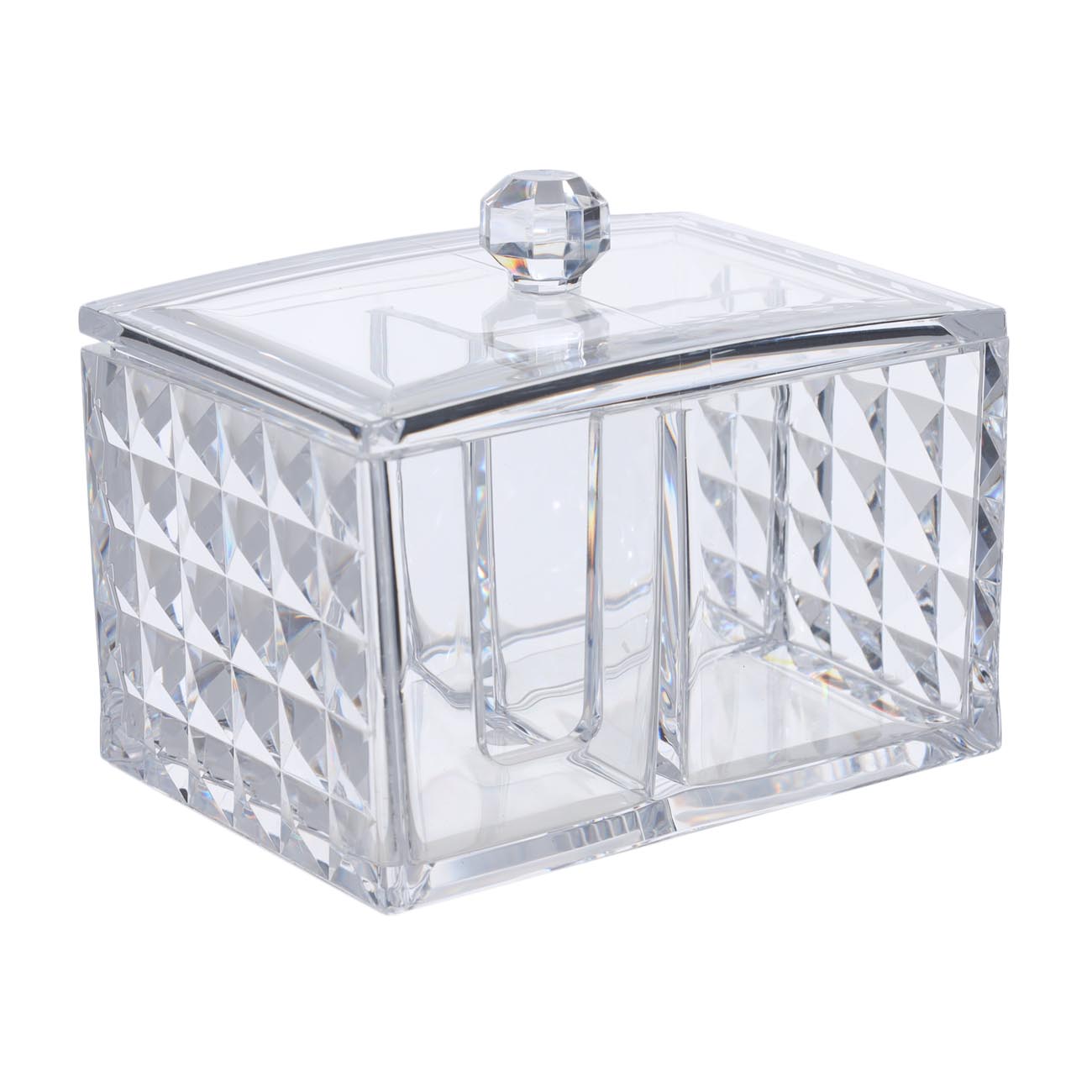 Container for cotton pads/sticks, 14x10 cm, 3 units, with lid, plastic, Kandy, image-2