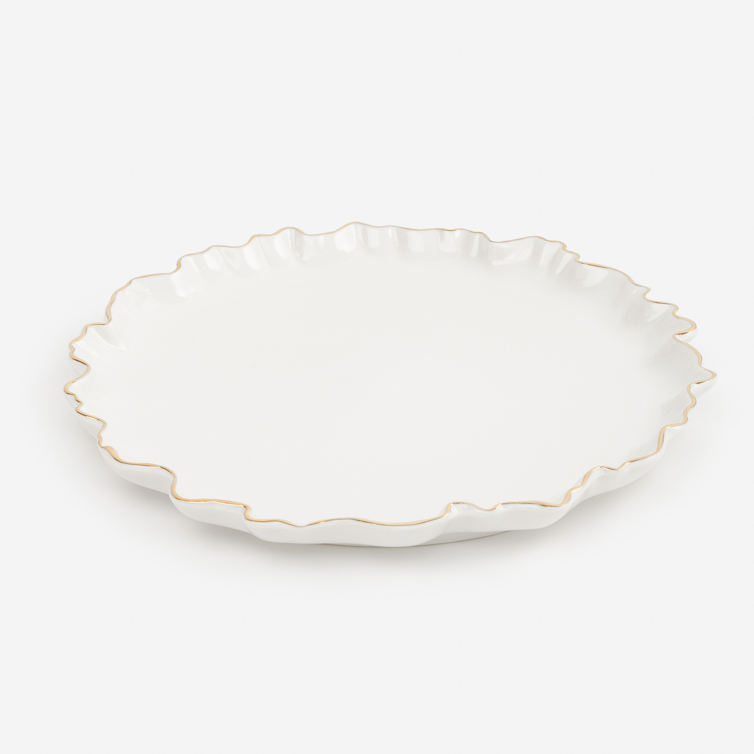 Dinner plate, 25 cm, porcelain P, with golden edging, Crumpled effect, Crumple gold, image-1