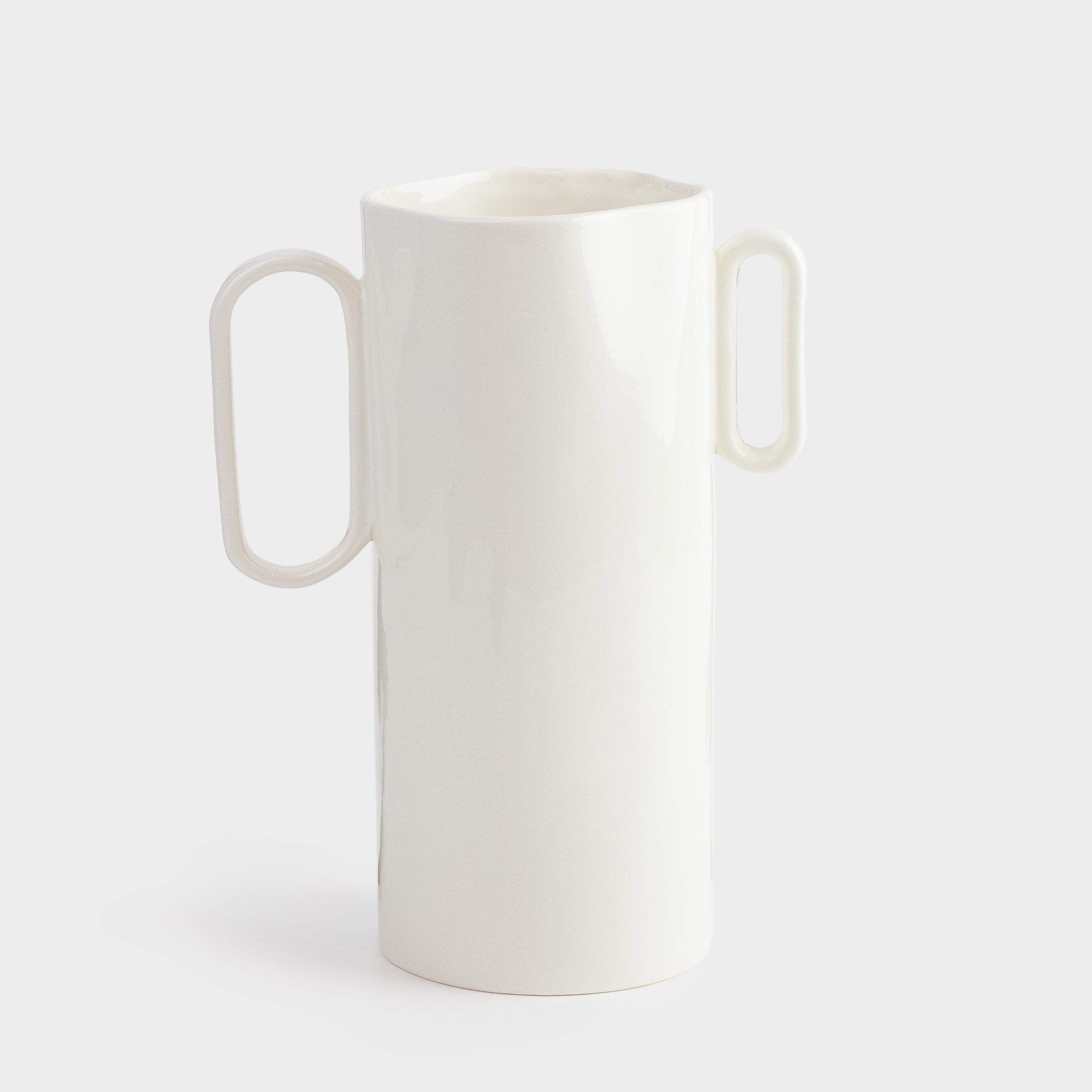 Flower vase, 27 cm, with handles, porcelain P, milky, Crumple, image-0