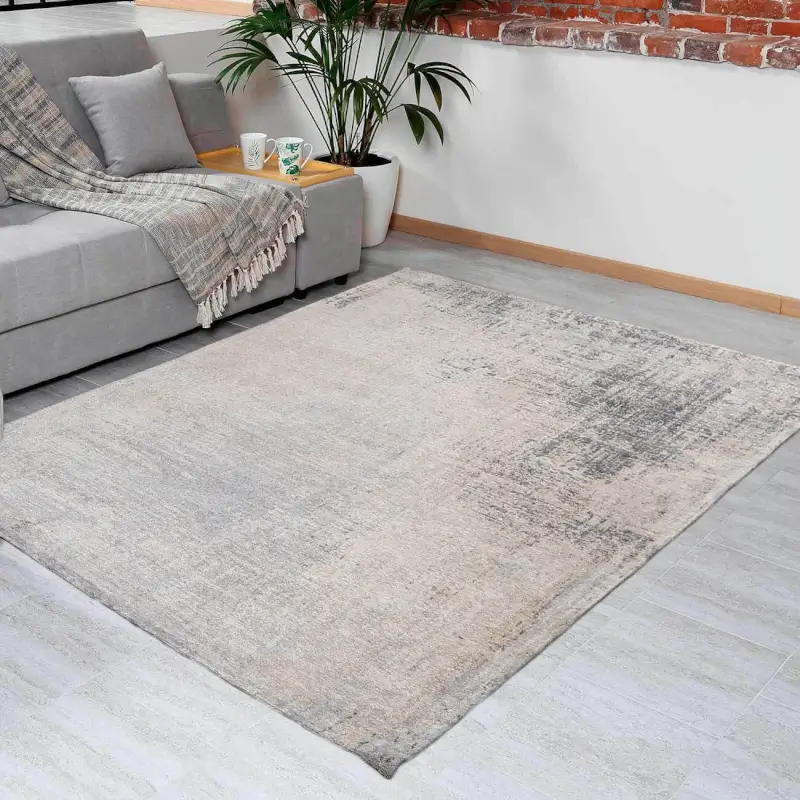 Carpet, 150x210 cm, beige-gray, cotton, Traces